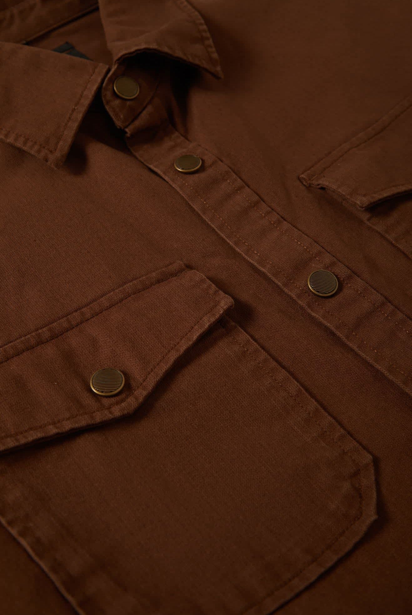 Men's Ash Denim L/S Overshirt in the color Pinecone Brown - Additional Laydown image