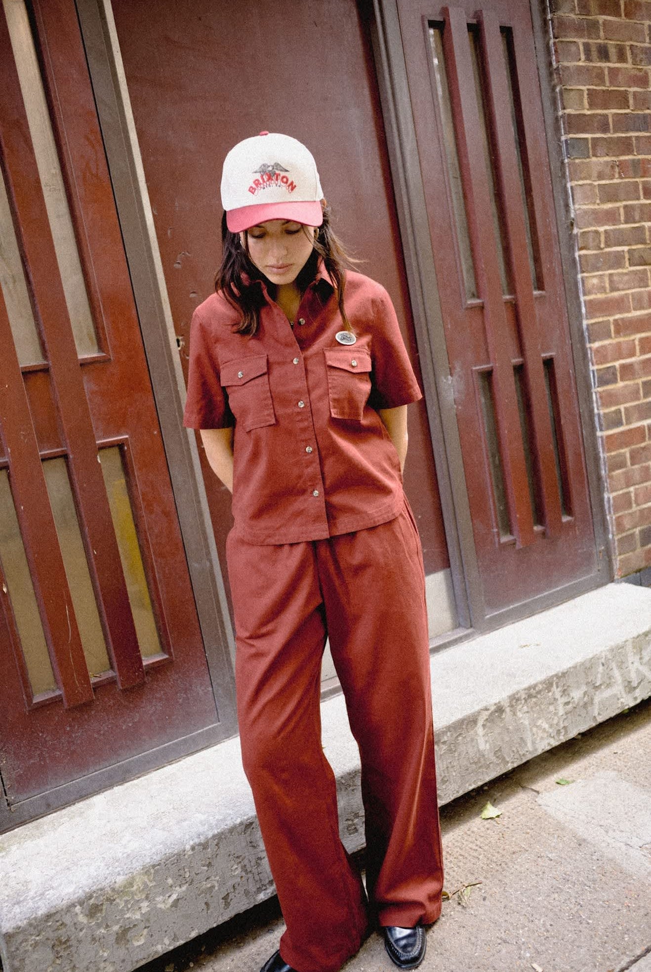 Unisex Brixton Banner Snapback in the color Whitecap/Dark Brick - Women's Lifestyle 2.0