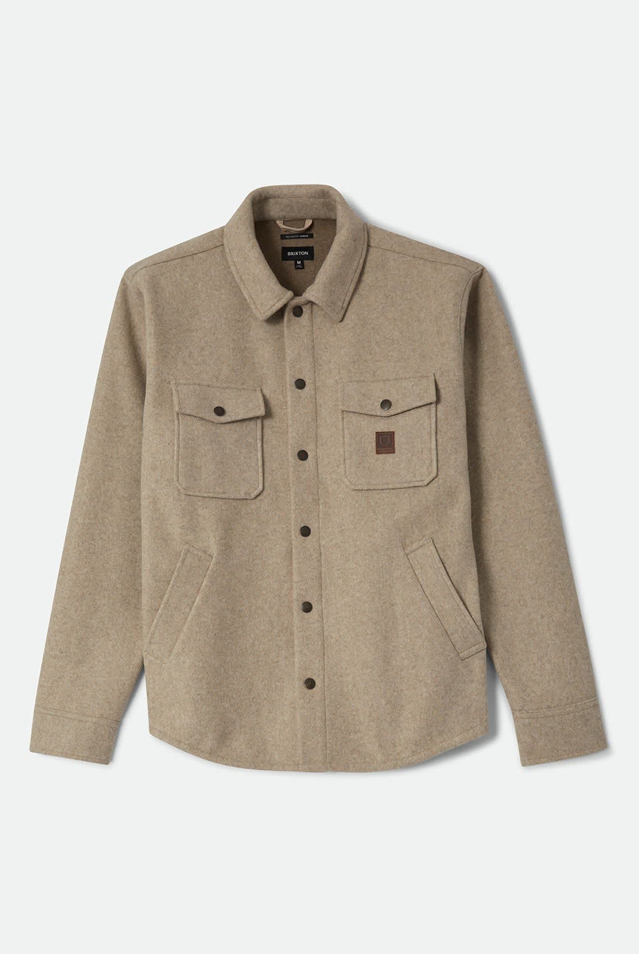 Men's Durham Felted Stretch Jacket in the color Oatmeal - Front Product Laydown Image