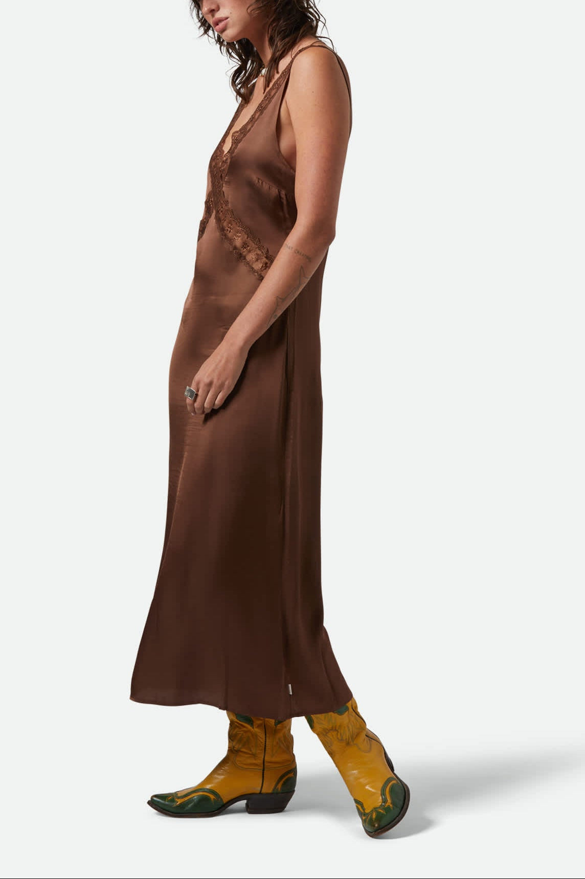 Women's The Ridge Slip Dress in the color Pinecone Brown - Women's Side View