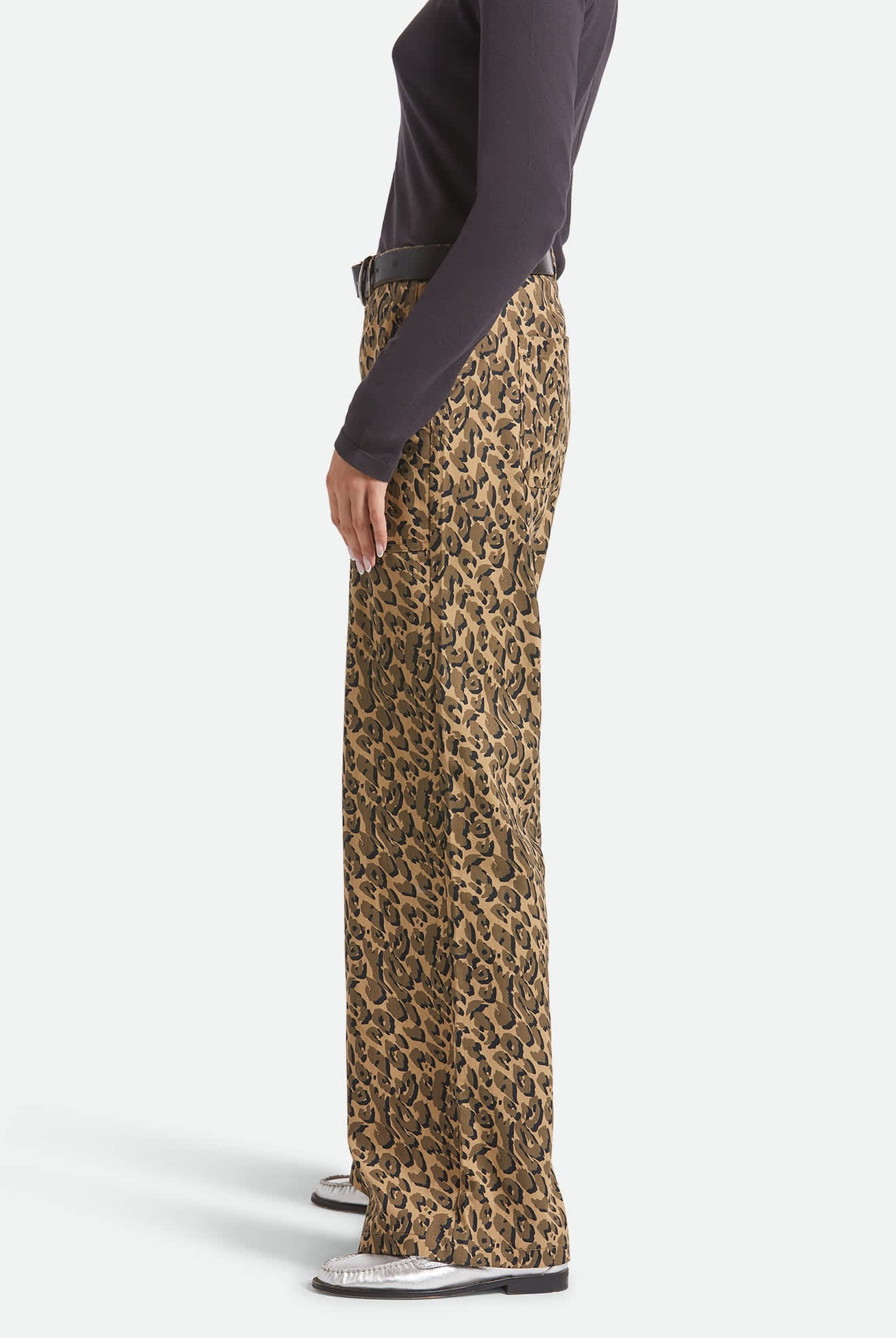 Women's Jane Utility Wide Leg Pant in the color Brown Cheetah - Women's Side View
