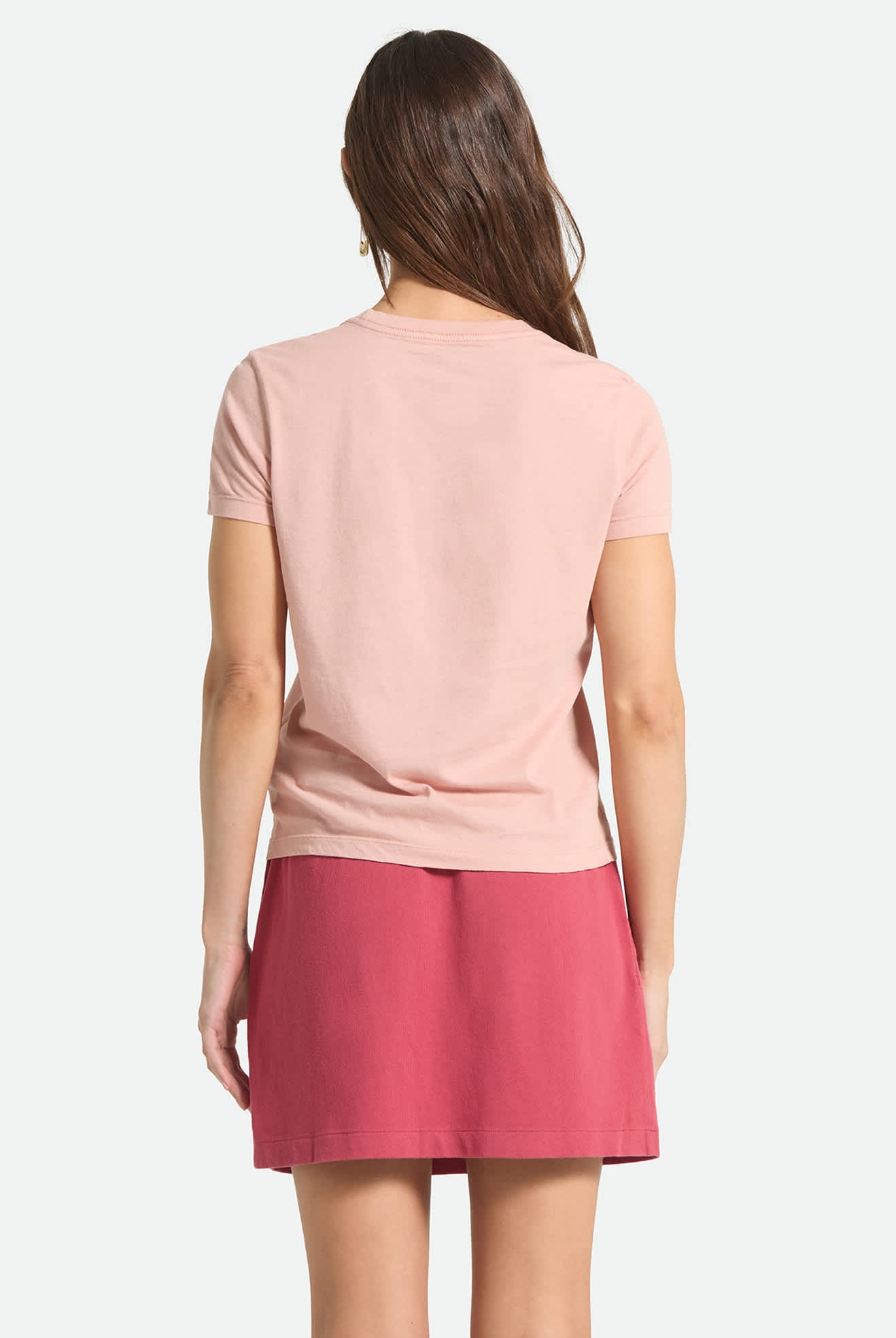 Women's Two Boots Slim Crew T-Shirt in the color Silver Pink - Women's Back View