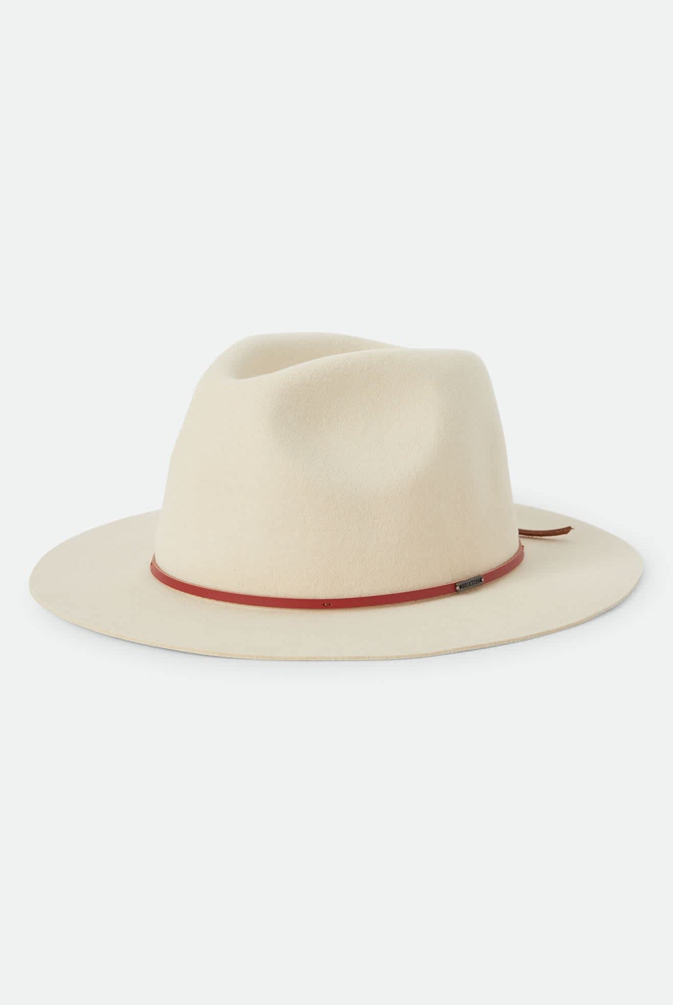 Unisex Wesley Fedora in the color Wax Paper/Red Earth - Front Product Laydown Image