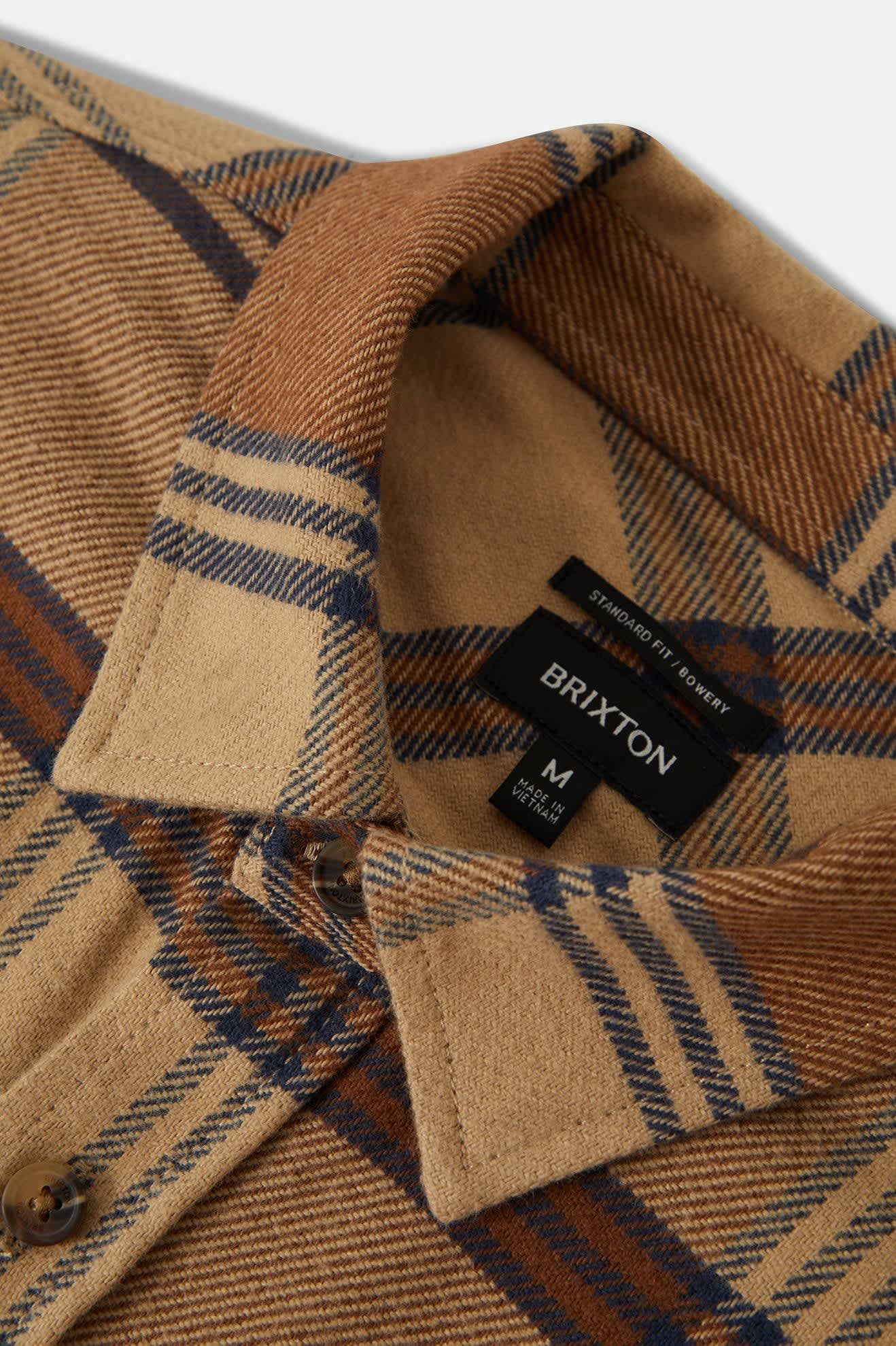 Men's Bowery Flannel in the color Sand/Bison - Additional Laydown image