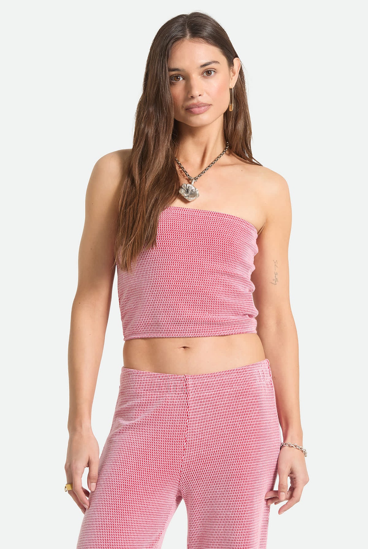 Women's Hot To Go Tube Top in the color Adrenaline Rush/White Weave - Women's Front Fit Image