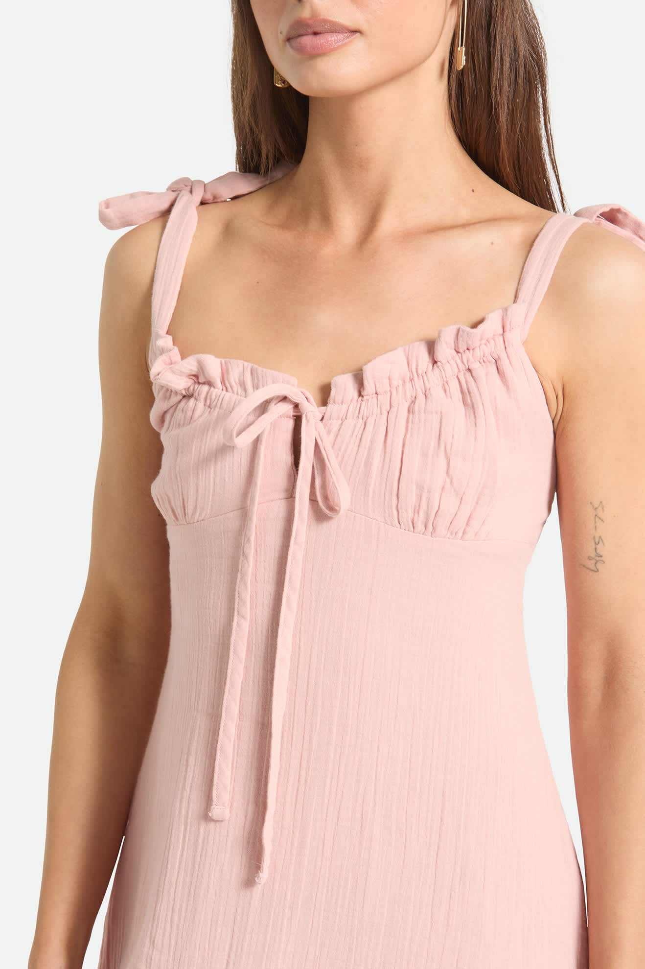 Women's The Tie Dress in the color Silver Pink - Women's Front Fit Image