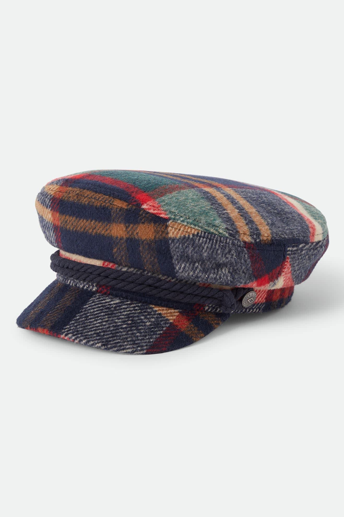 Unisex Fiddler Fisherman Cap in the color Navy/Green/Red/Cream - Front Product Laydown Image