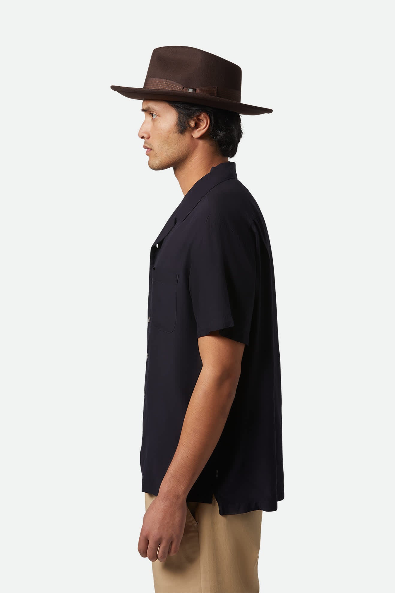 Men's Bunker S/S Camp Collar Shirt in the color Black - Men's Side View