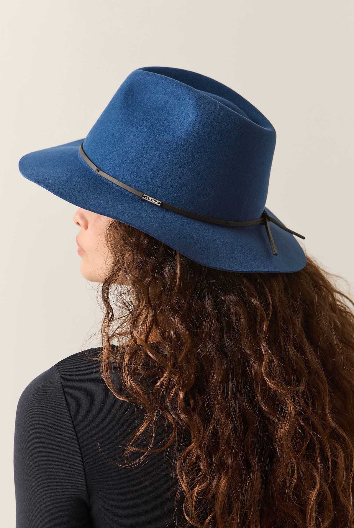 Unisex Wesley Fedora in the color Classic Navy/Black - Women's Back View