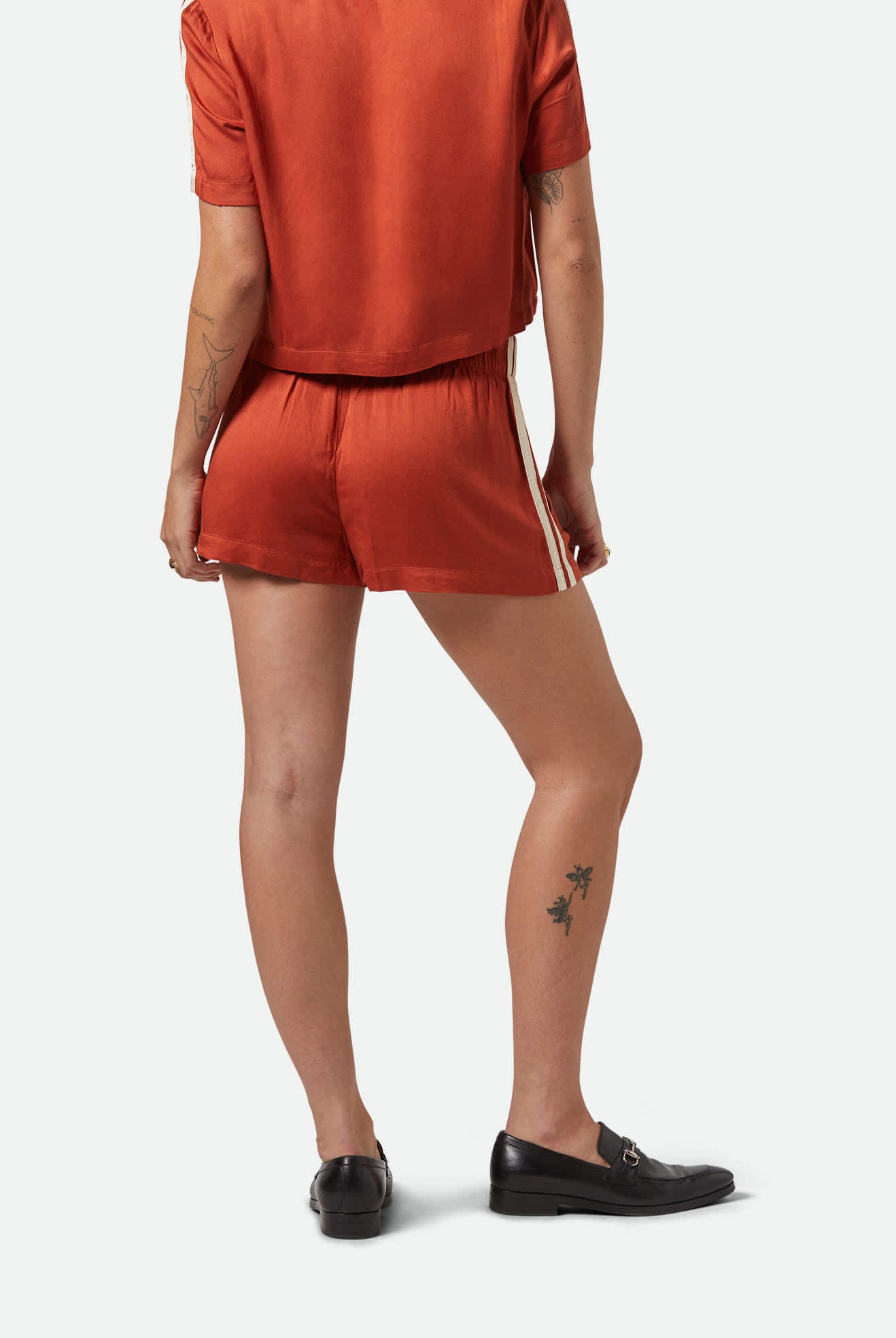 Women's Silky Boxer Short in the color Burnt Brick - Women's Back View