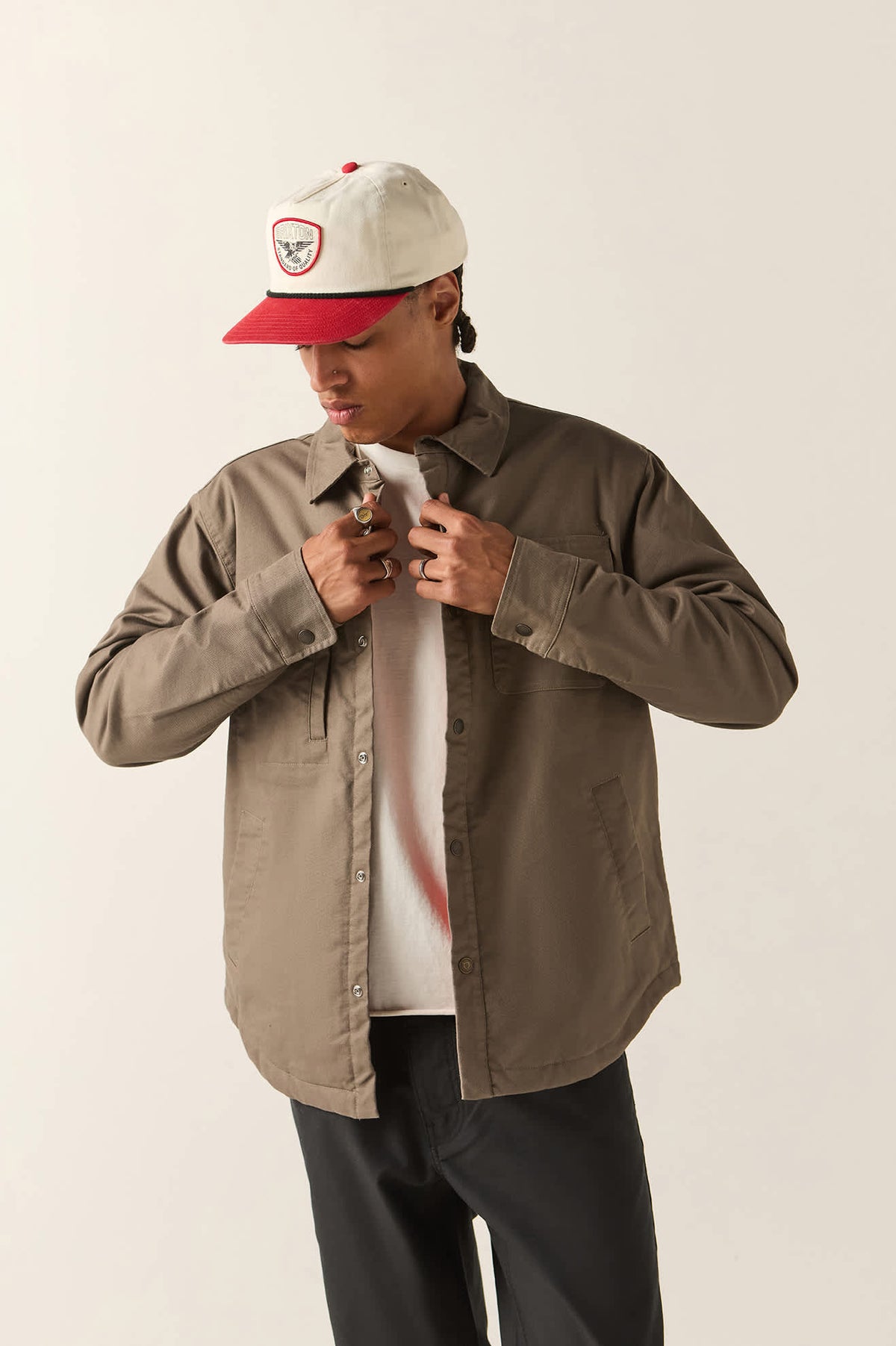 Men's Builders Stretch Lined Jacket in the color Earth - Men's Front View