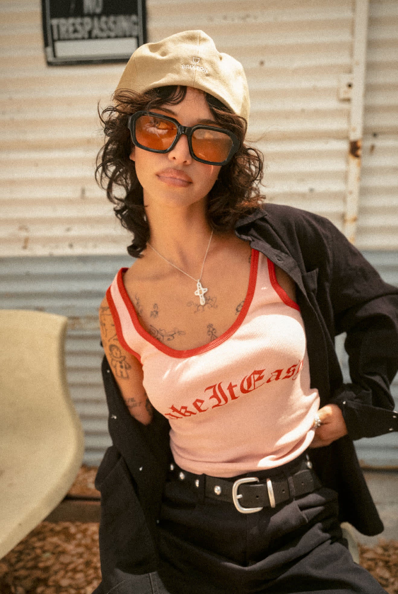 Women's Take It Easy Ringer A-Tank in the color Silver Pink - Women's Lifestyle 1