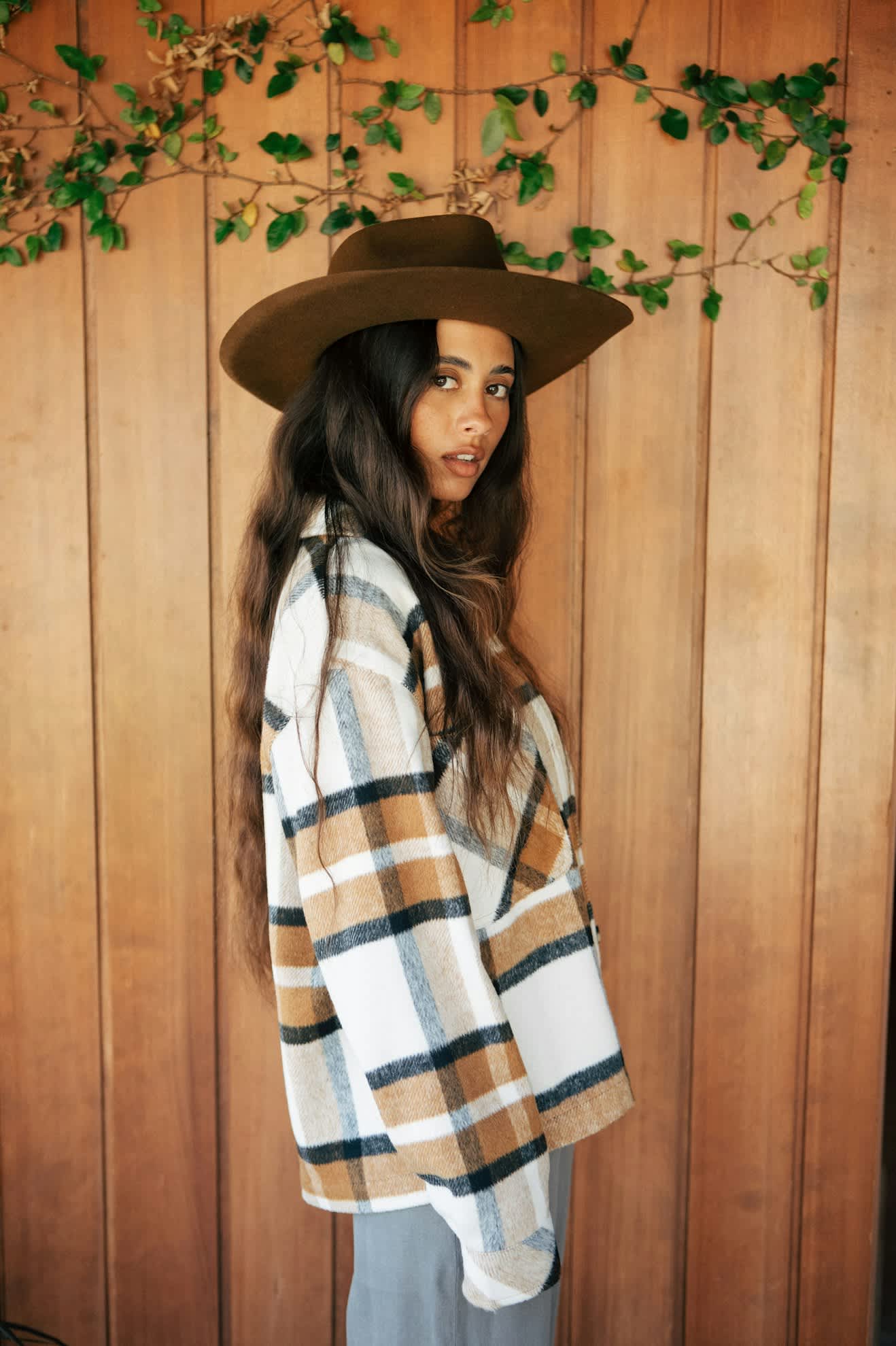 Women's Bowery Women's Soft Brushed L/S Flannel in the color Washed Copper - Women's Side View