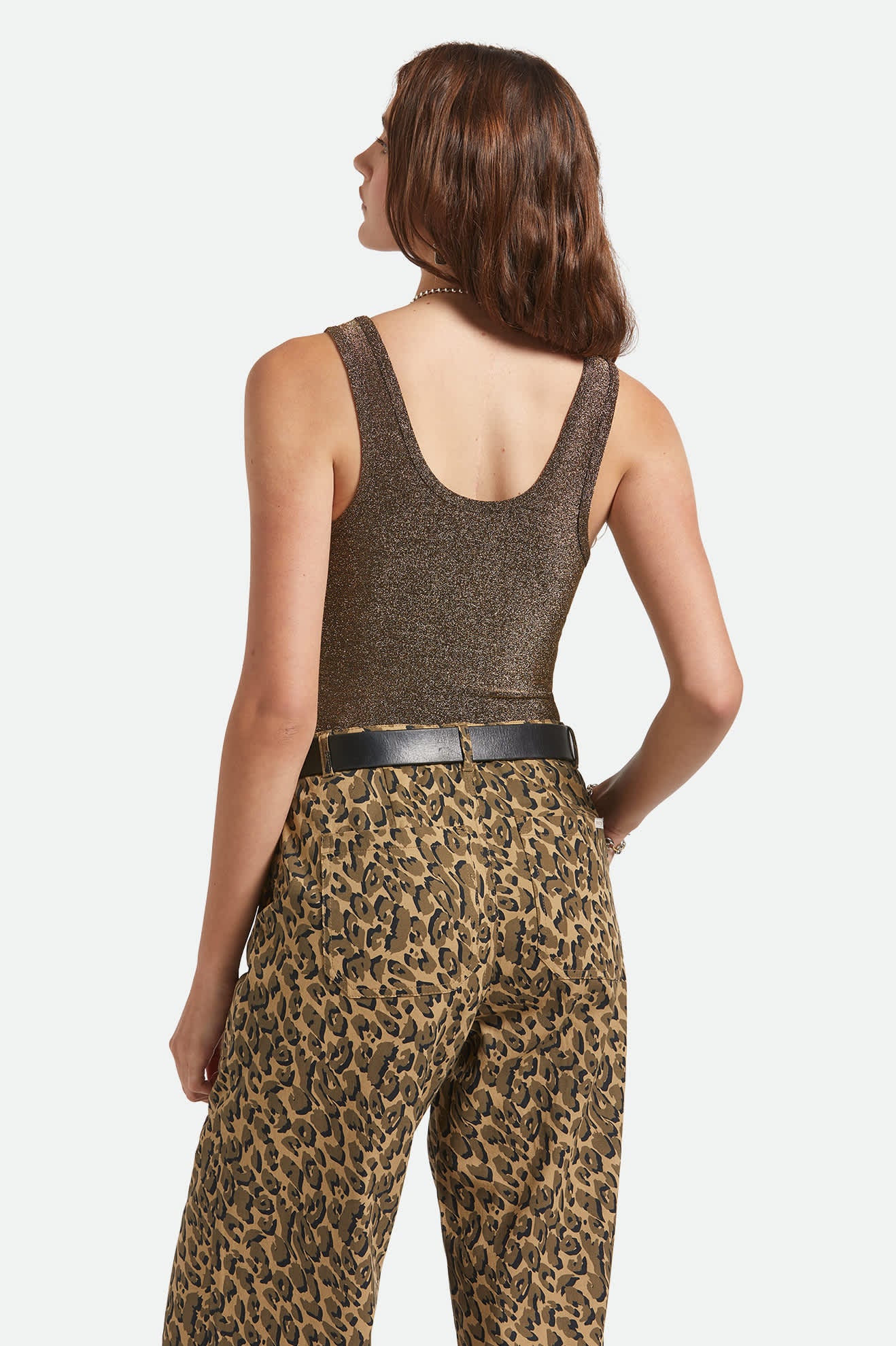 Women's Off Duty A-Tank in the color Gold Metallic - Women's Back View