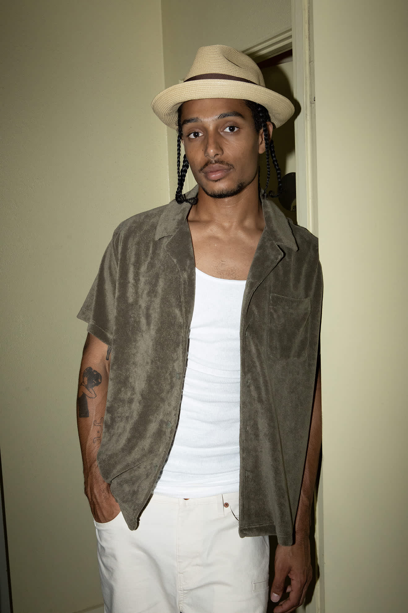 Men's Bunker French Terry Cloth S/S Camp Collar Shirt in the color Ivy Green - Men's Lifestyle image