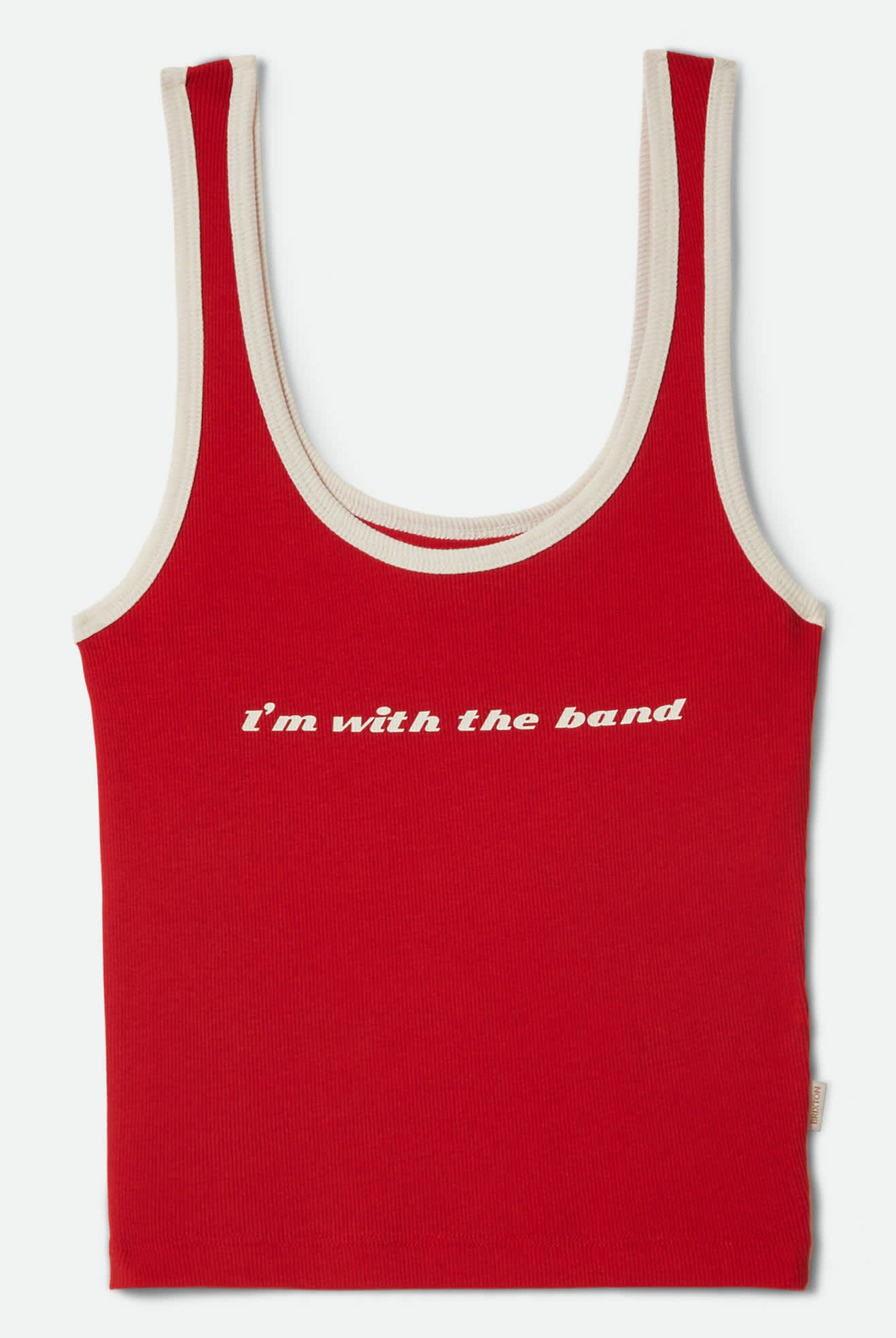 Women's I'm With The Band Ringer A-Tank in the color Adrenaline Rush - Front Product View