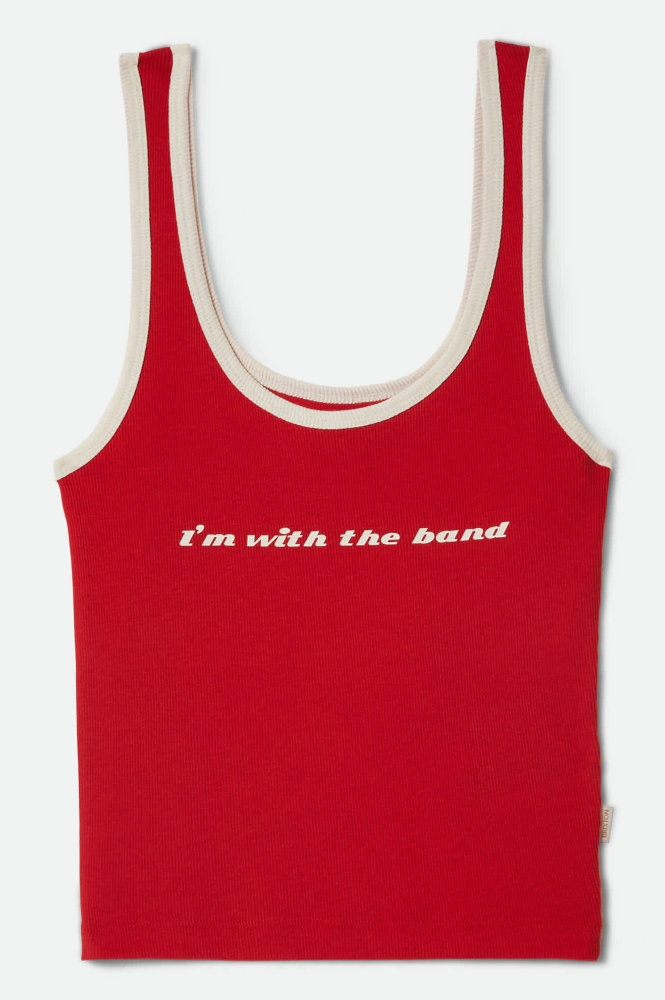 Women's I'm With The Band Ringer A-Tank in the color Adrenaline Rush - Front Product View