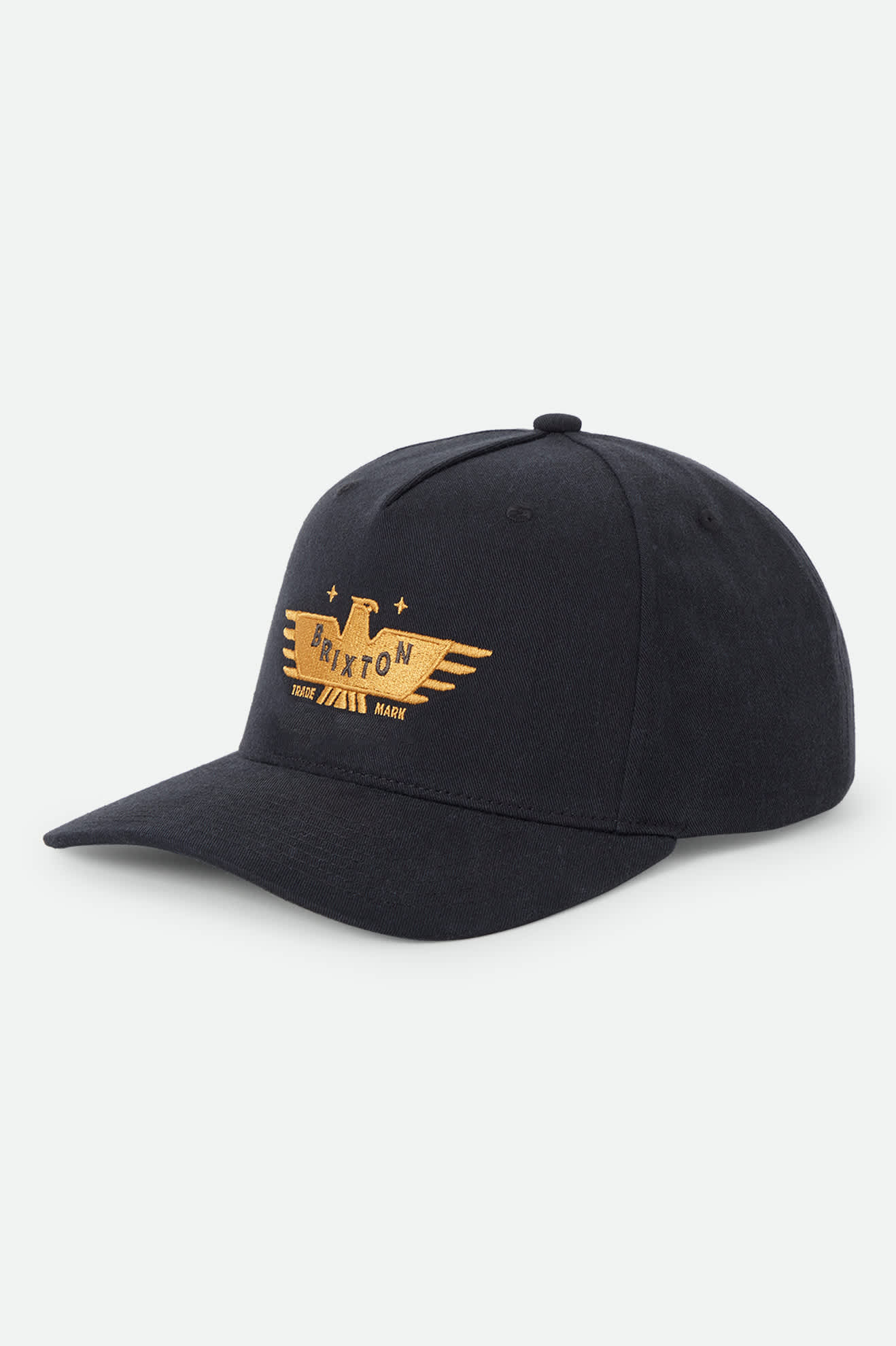 Unisex Ewing Snapback in the color Black - Front Product Laydown Image