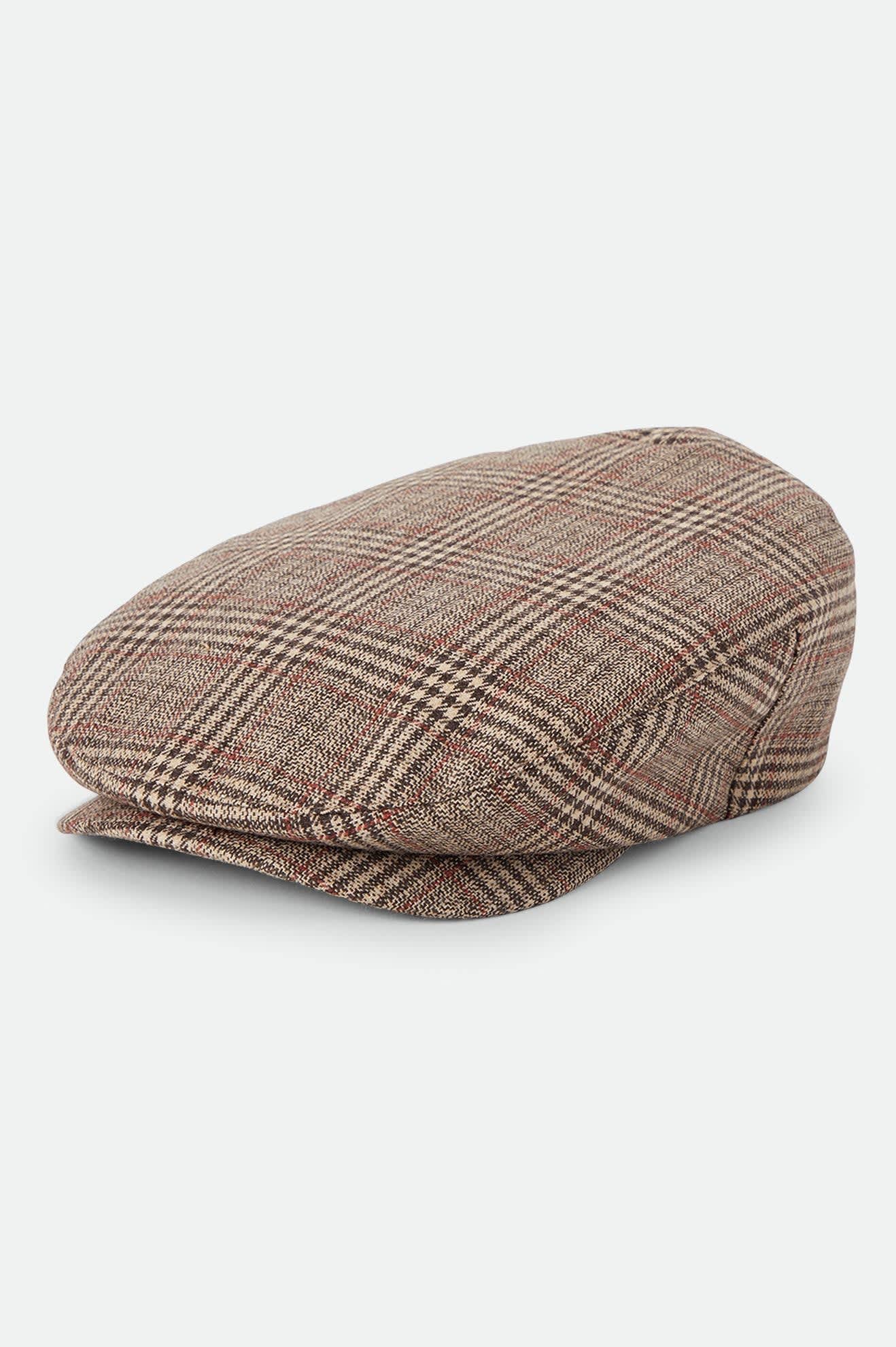 Unisex Century Barrel Snap Cap in the color Brown/Tan/Red Plaid - Front Product Laydown Image