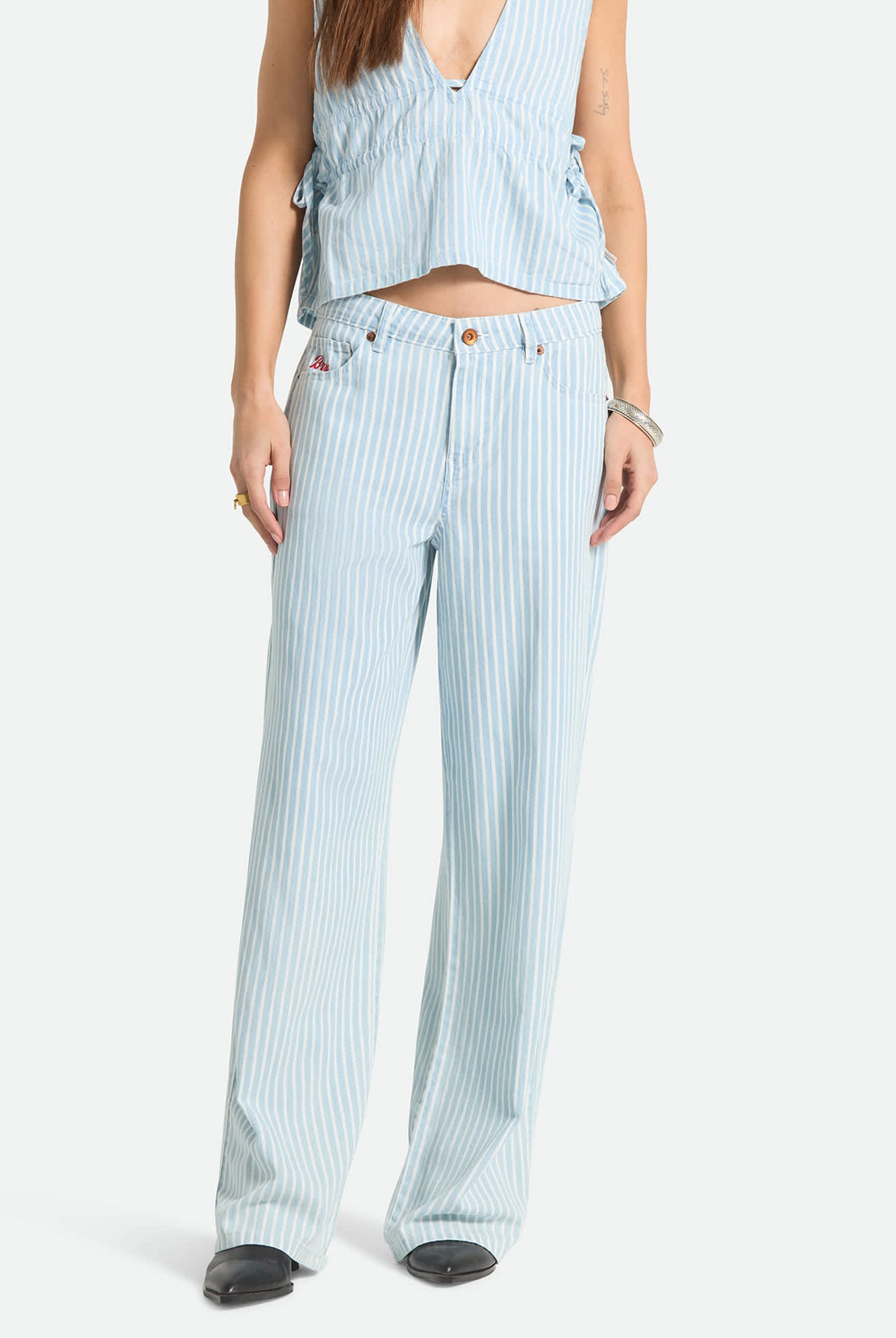 Women's The Chloe 5-Pocket Pant in the color Two Boot Stripe - Women's Front Fit Image