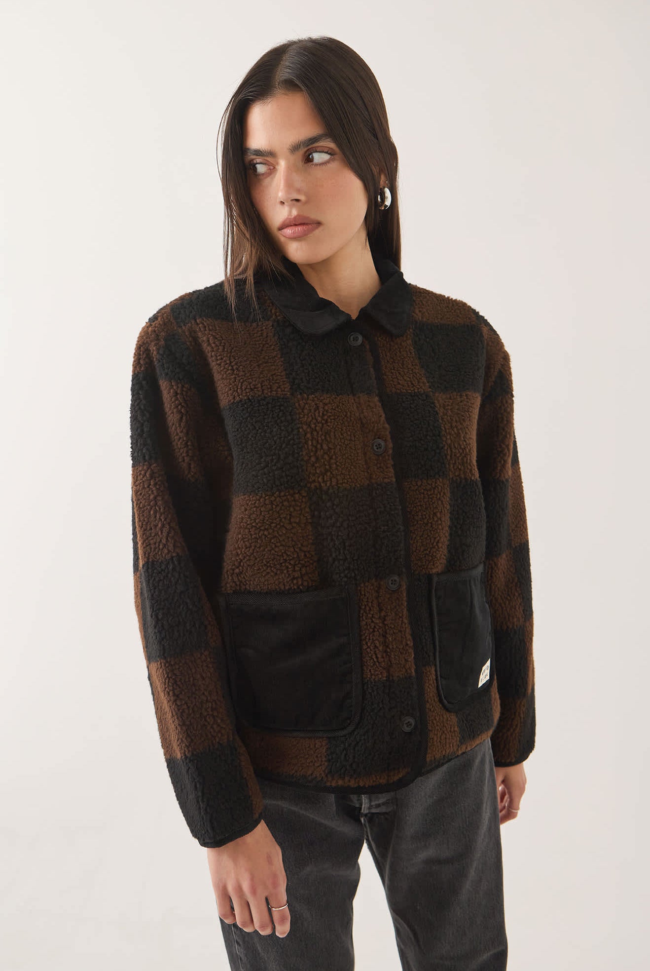 Women's Delilah Quilted Jacket in the color Black/Brown - Additional Fit image