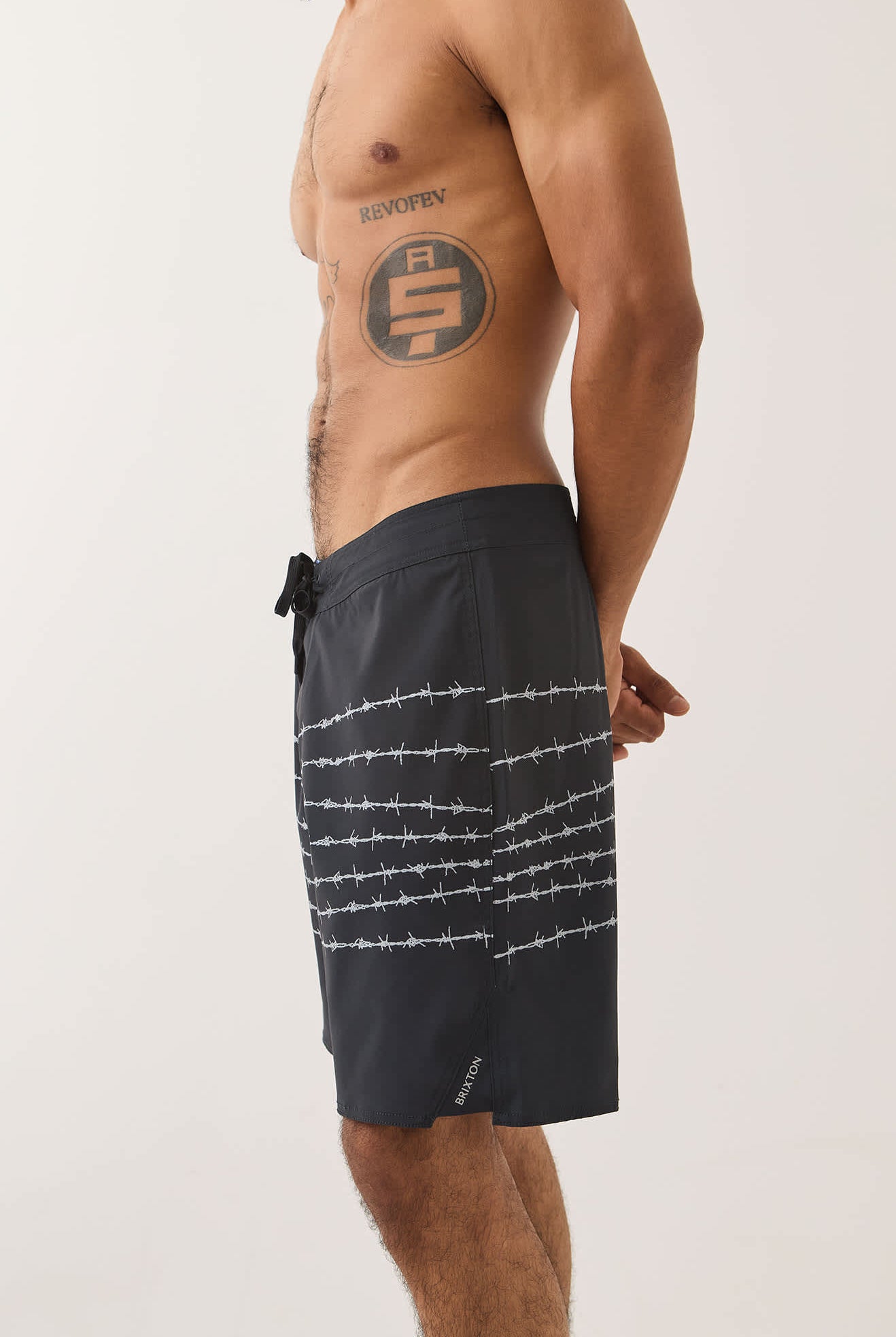 Men's Blitz Boardshort 19" in the color Black/Barb Wire - Men's Side View