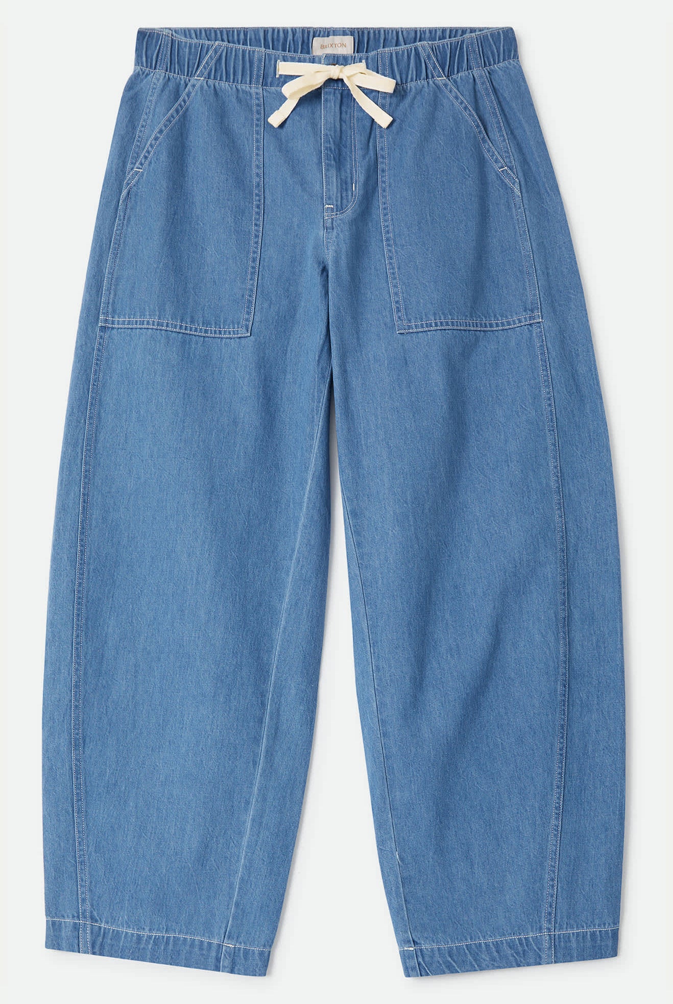 Women's Utility Everyday Barrel Pant in the color Light Stone Wash - Front Product Laydown Image