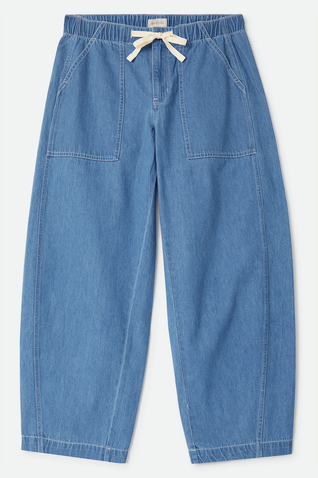 Women's Utility Everyday Barrel Pant in the color Light Stone Wash - Front Product Laydown Image