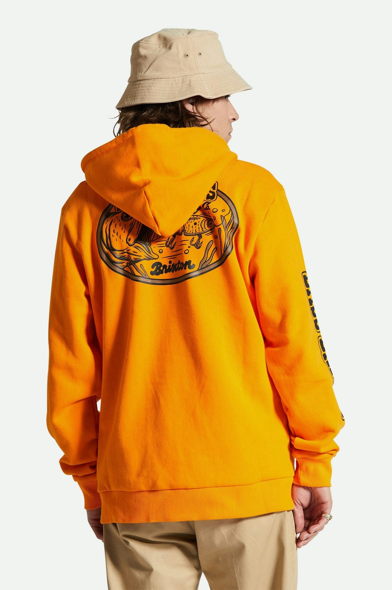 Men's Fit, Back View | Bass Brains Swim Hood - Orange