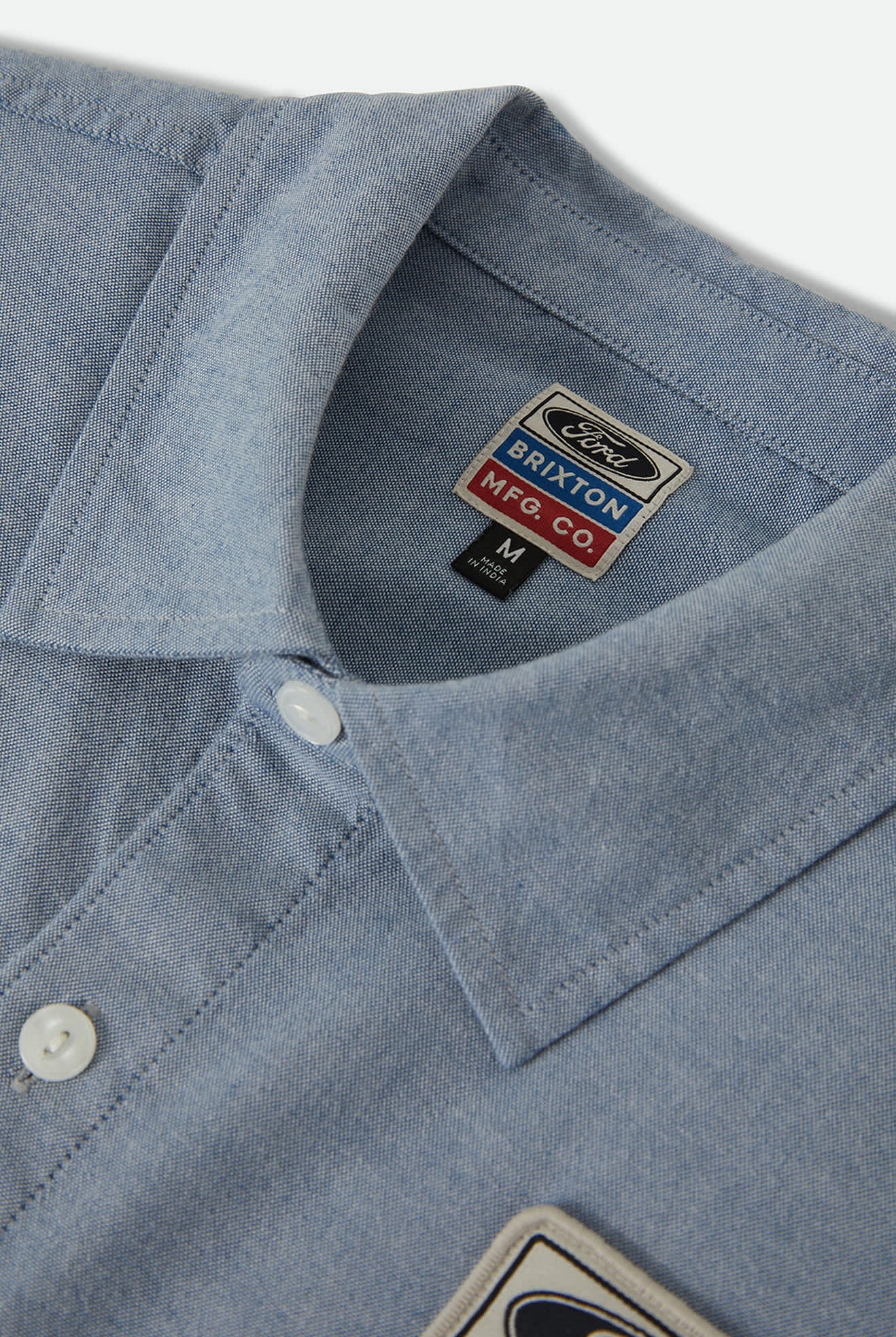 Men's Ford Service Dept Workshirt in the color Blue Chambray - Additional Laydown image