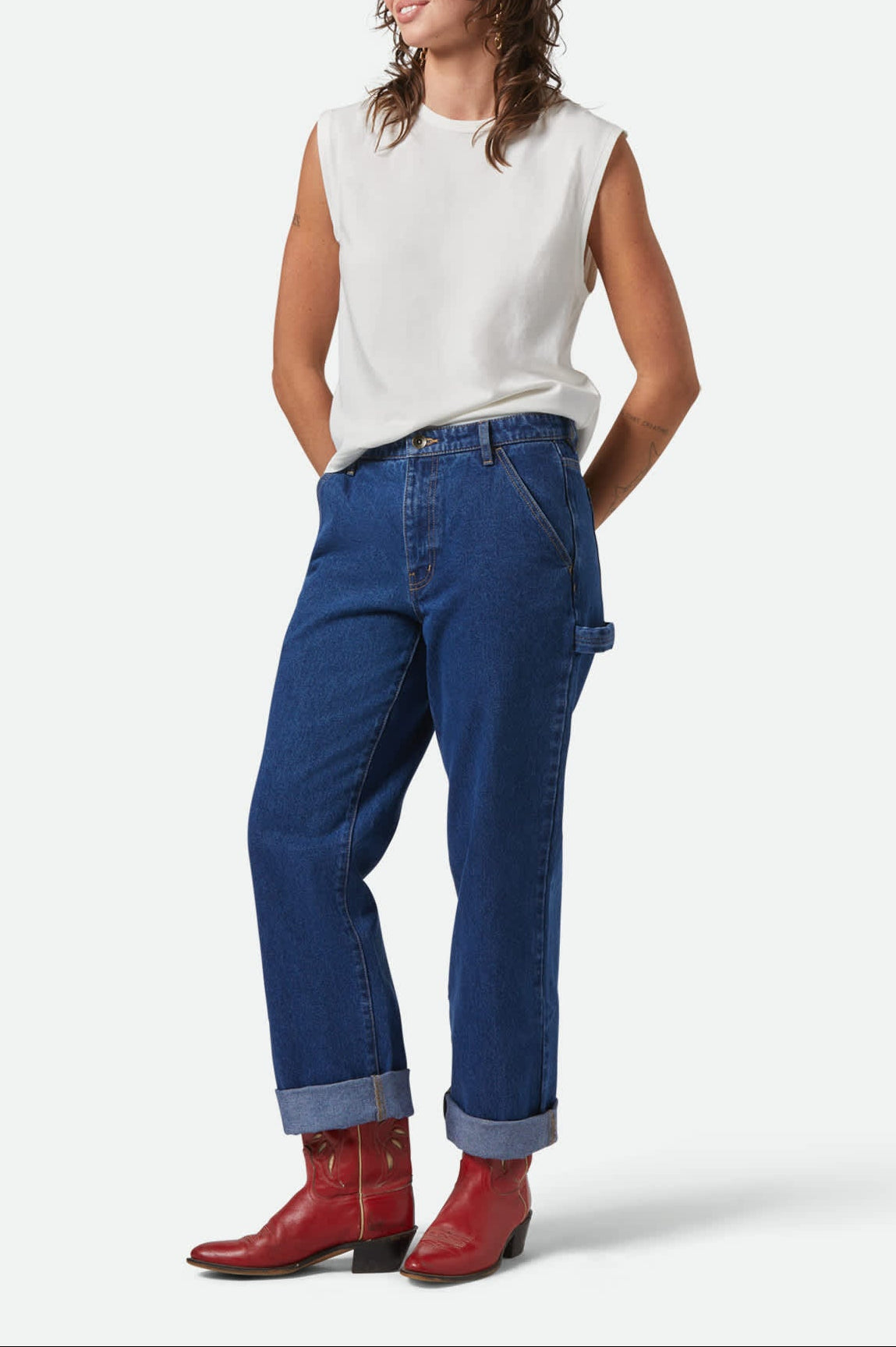 Women's Carefree Organic Garment Dye Muscle Tank in the color Off White - Women's Featured View