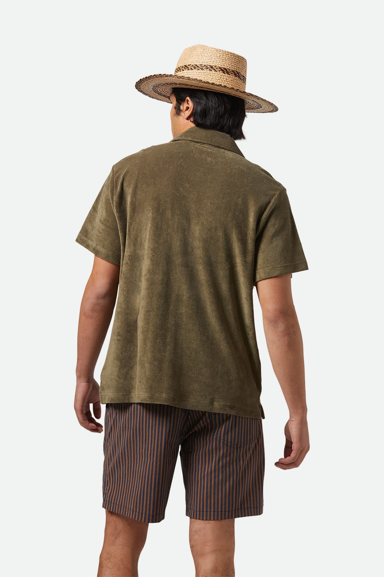 Men's Bunker French Terry Cloth S/S Camp Collar Shirt in the color Ivy Green - Men's Side View
