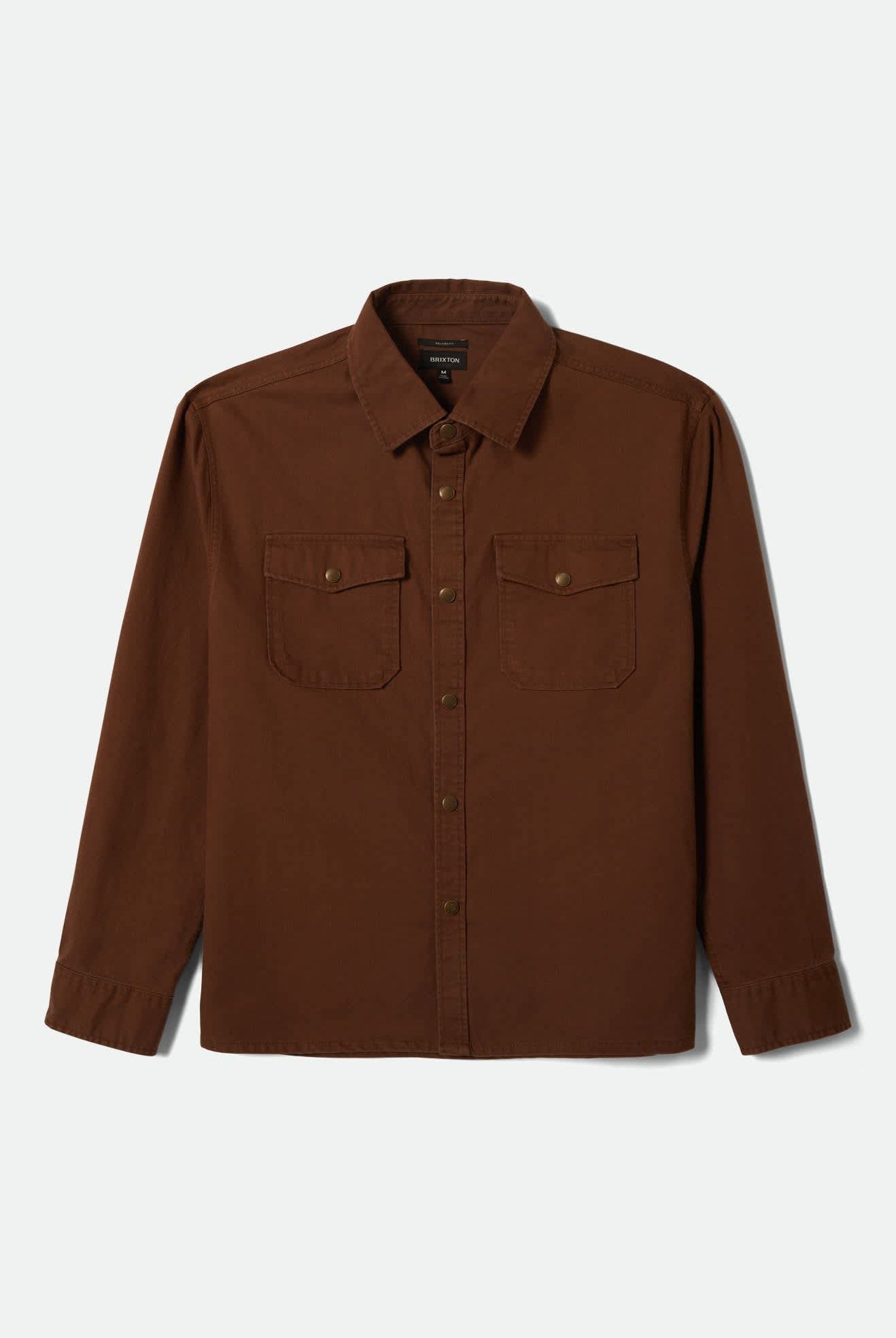 Men's Ash Denim L/S Overshirt in the color Pinecone Brown - Front Product View