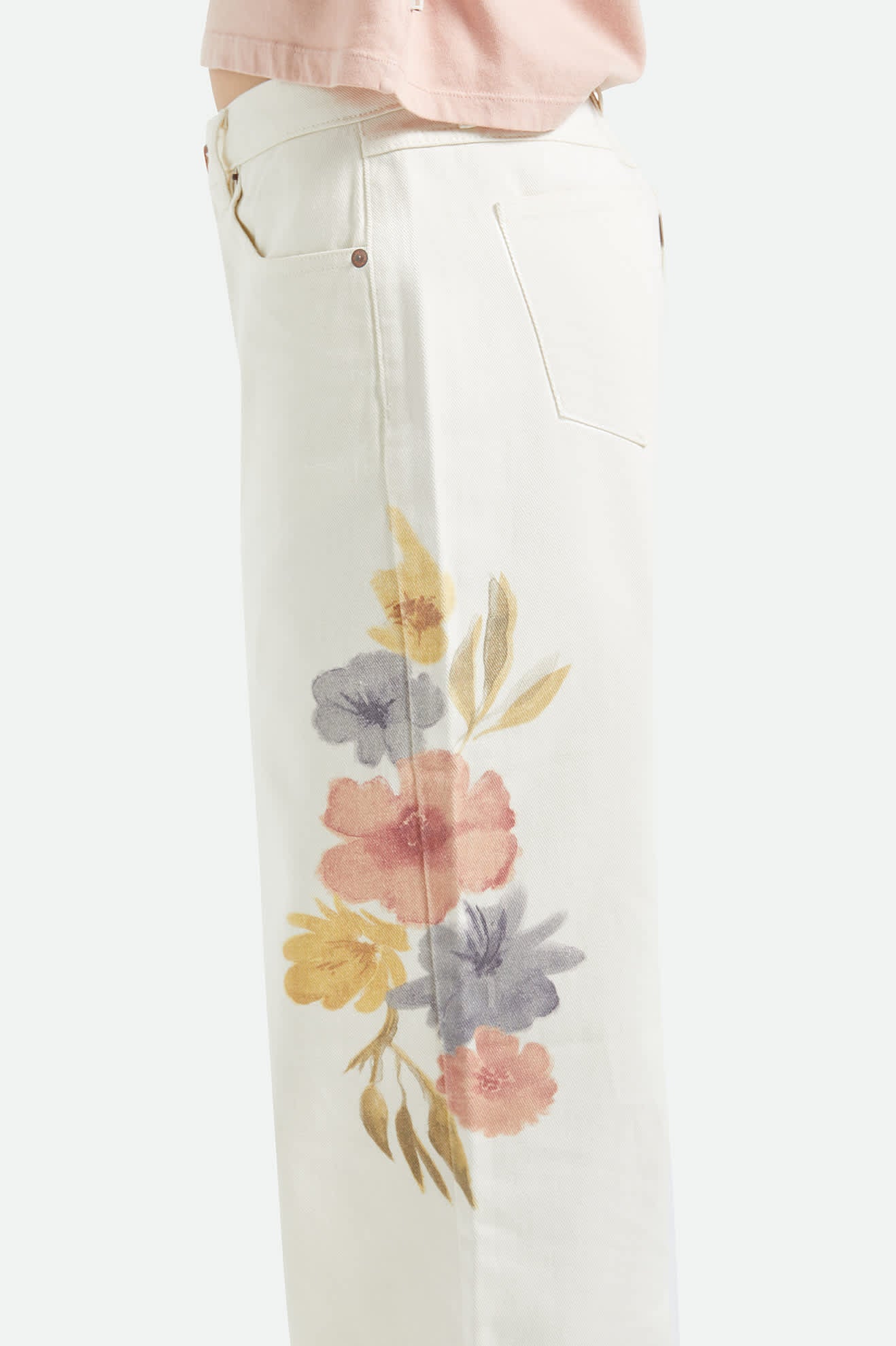 Women's The Chloe 5-Pocket Pant in the color Off White Floral Burst - Additional Fit image