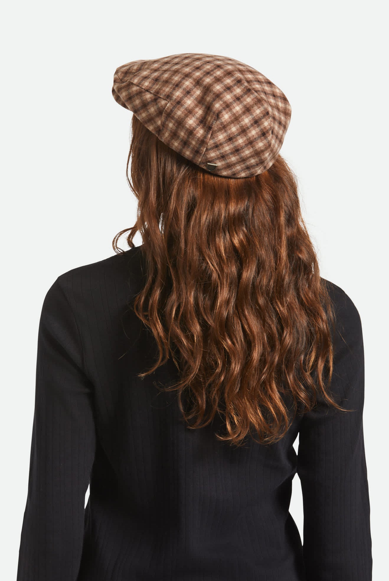Unisex Hooligan Flat Cap in the color Sand/Brown - Women's Back View