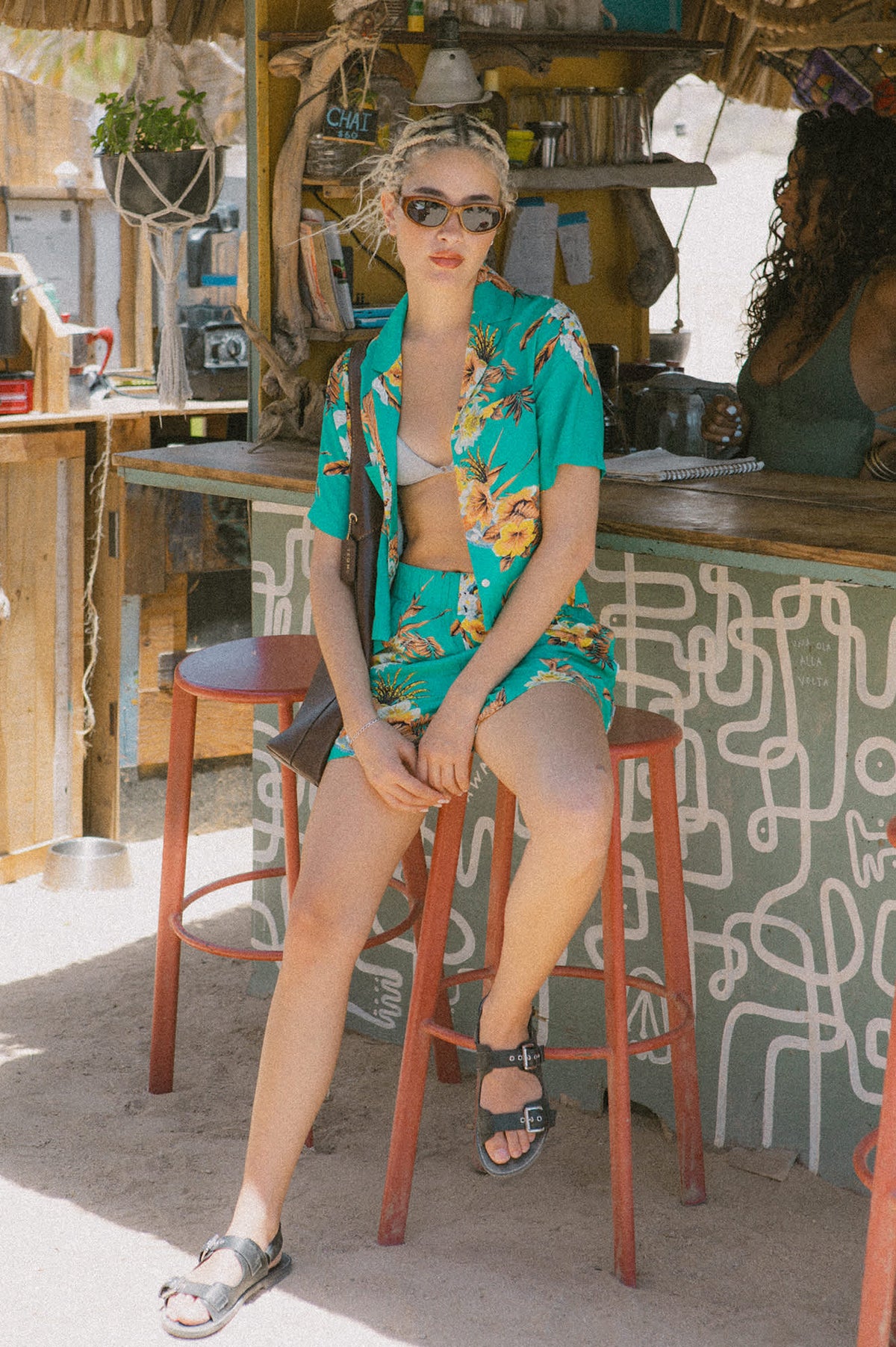 Women's Campos Button Down Shirt in the color Retro Green Flor Campos - Men's Lifestyle image