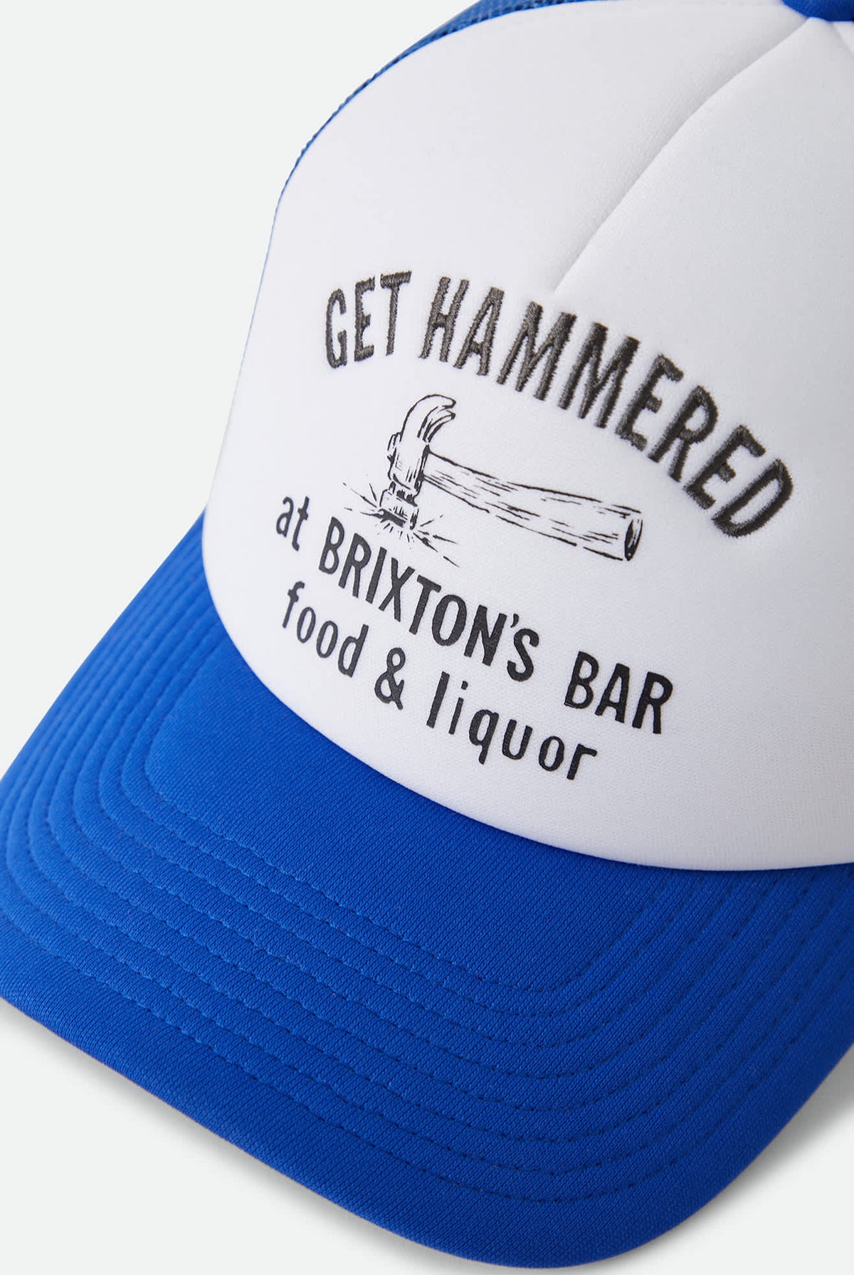Unisex Metal Trucker Hat in the color Off White/Electric Indigo - Additional Laydown image
