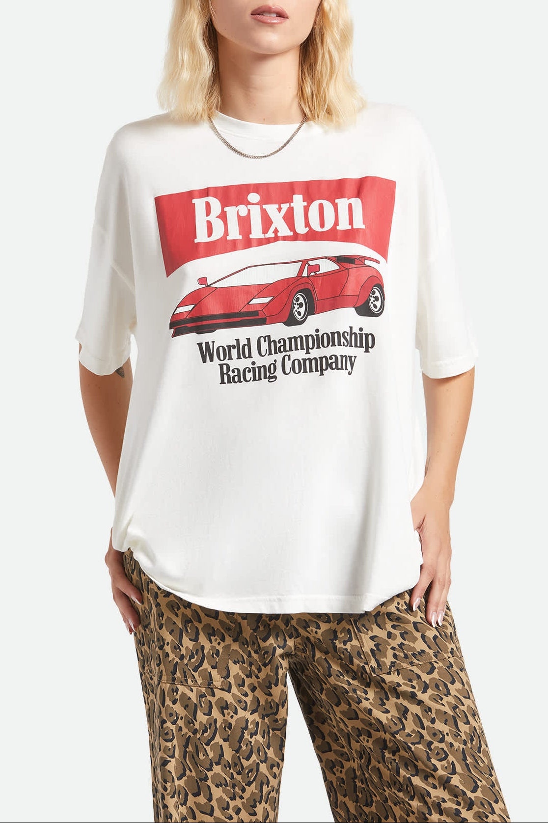 Women's World Champion Oversized Boyfriend T-Shirt in the color Off White - Women's Front View