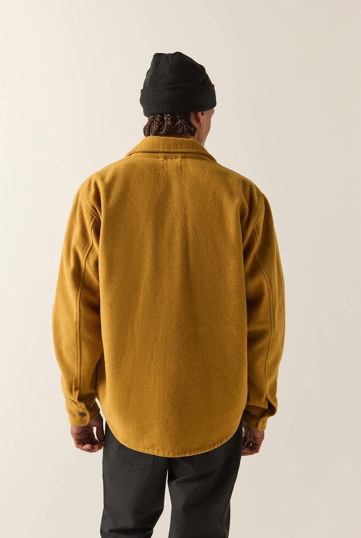 Men's Textured Durham Jacket in the color Dusted Ochre - Men's Back View