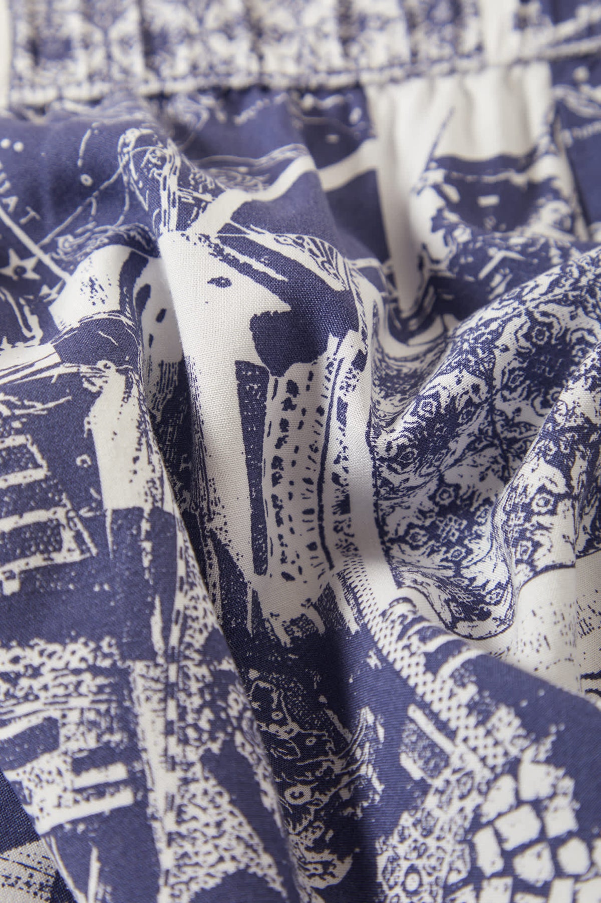 Women's Post Playa E-Waist Short in the color Navy/White Collage - Additional Laydown image