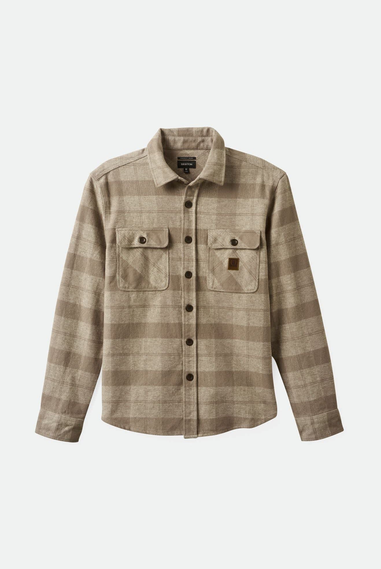 Men's Bowery Heavyweight L/S Flannel in the color Off White/Cinder Grey - Front Product View