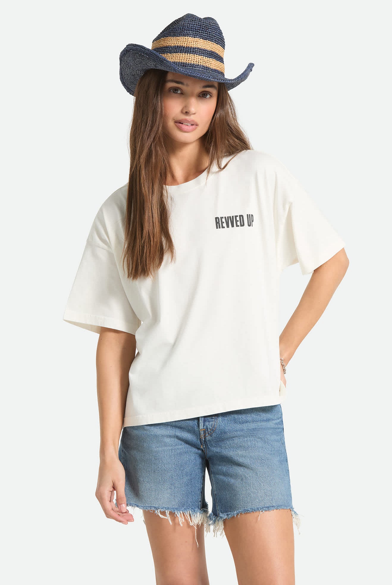 Women's Revved Up Boxy Crew T-Shirt in the color Off White - Women's Front Fit Image