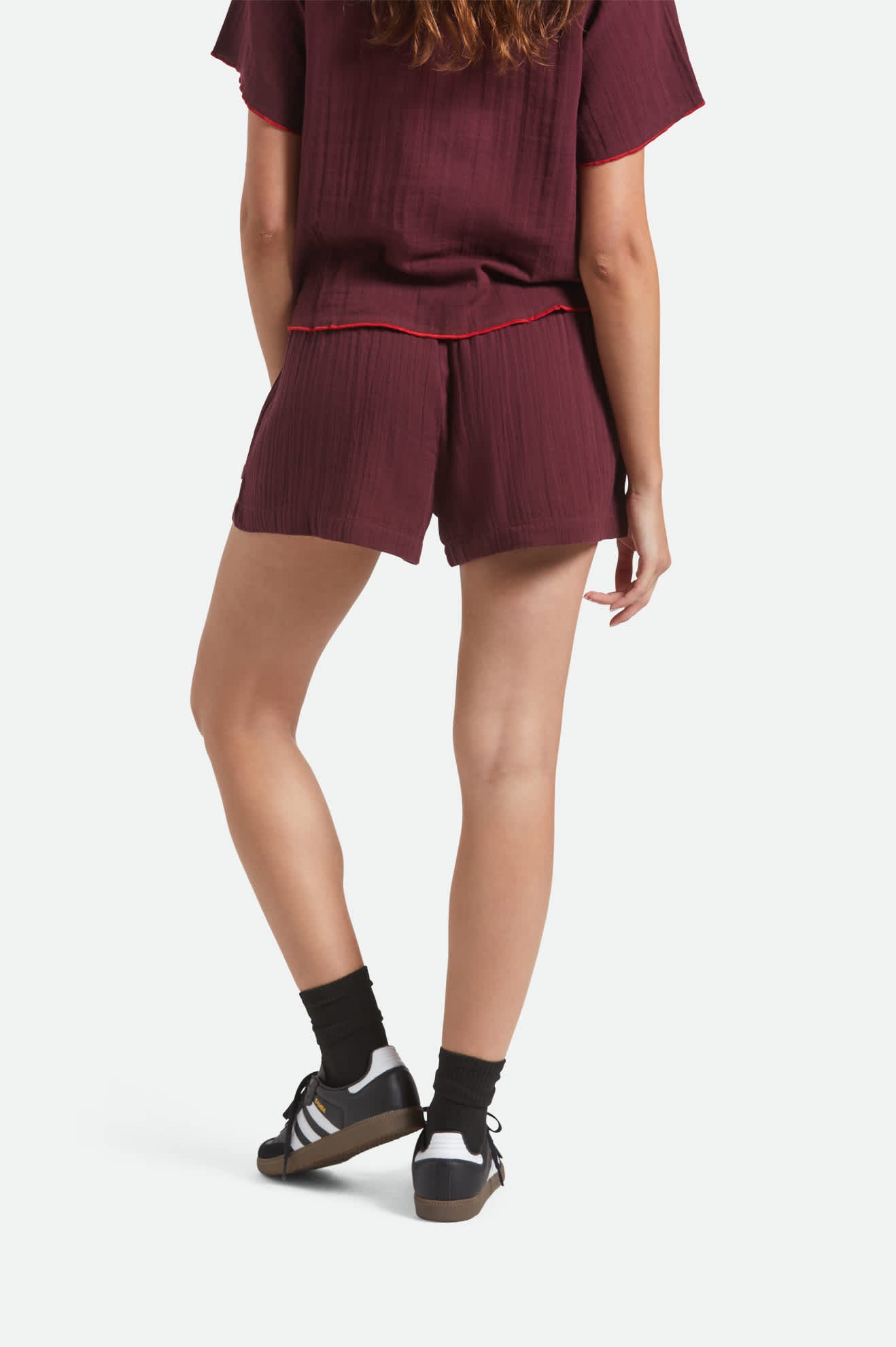 Women's Wandering Short in the color Port - Women's Back View