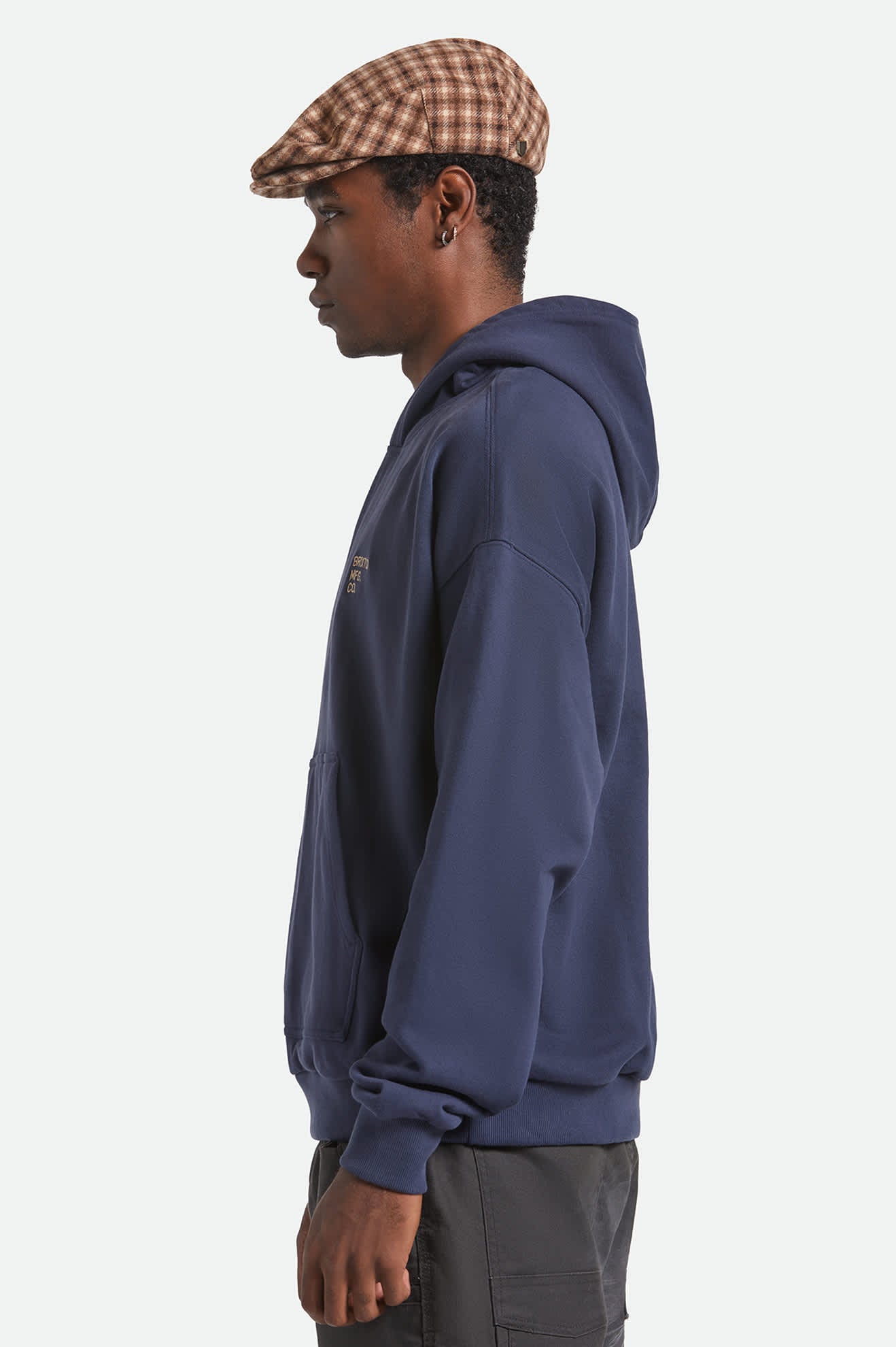 Unisex Hooligan Flat Cap in the color Sand/Brown - Men's Side View