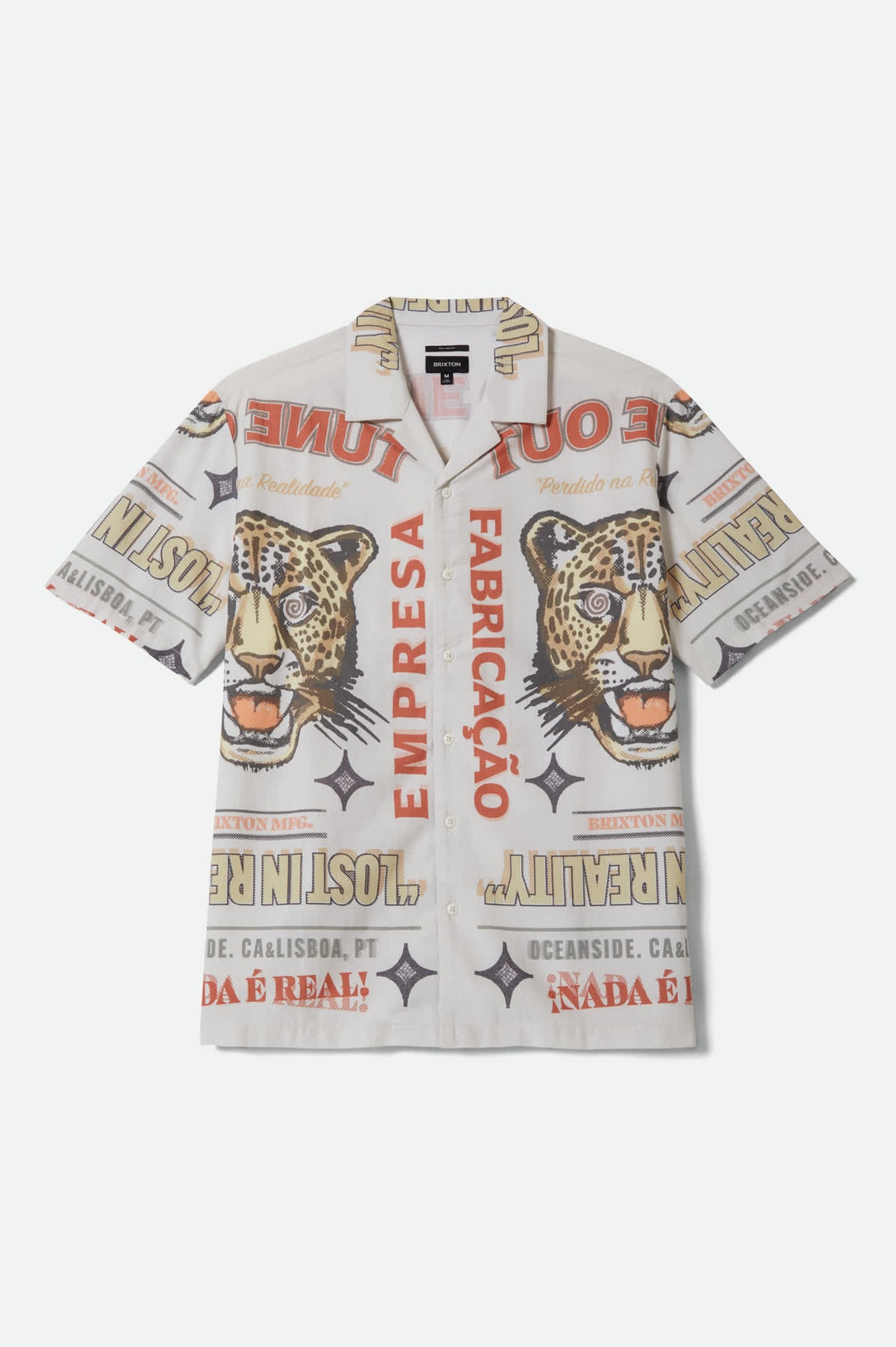 Men's Bunker Twisted Stripe Short Sleeve Camp Collar Shirt in the color Lost In Reality Print - Front Product View