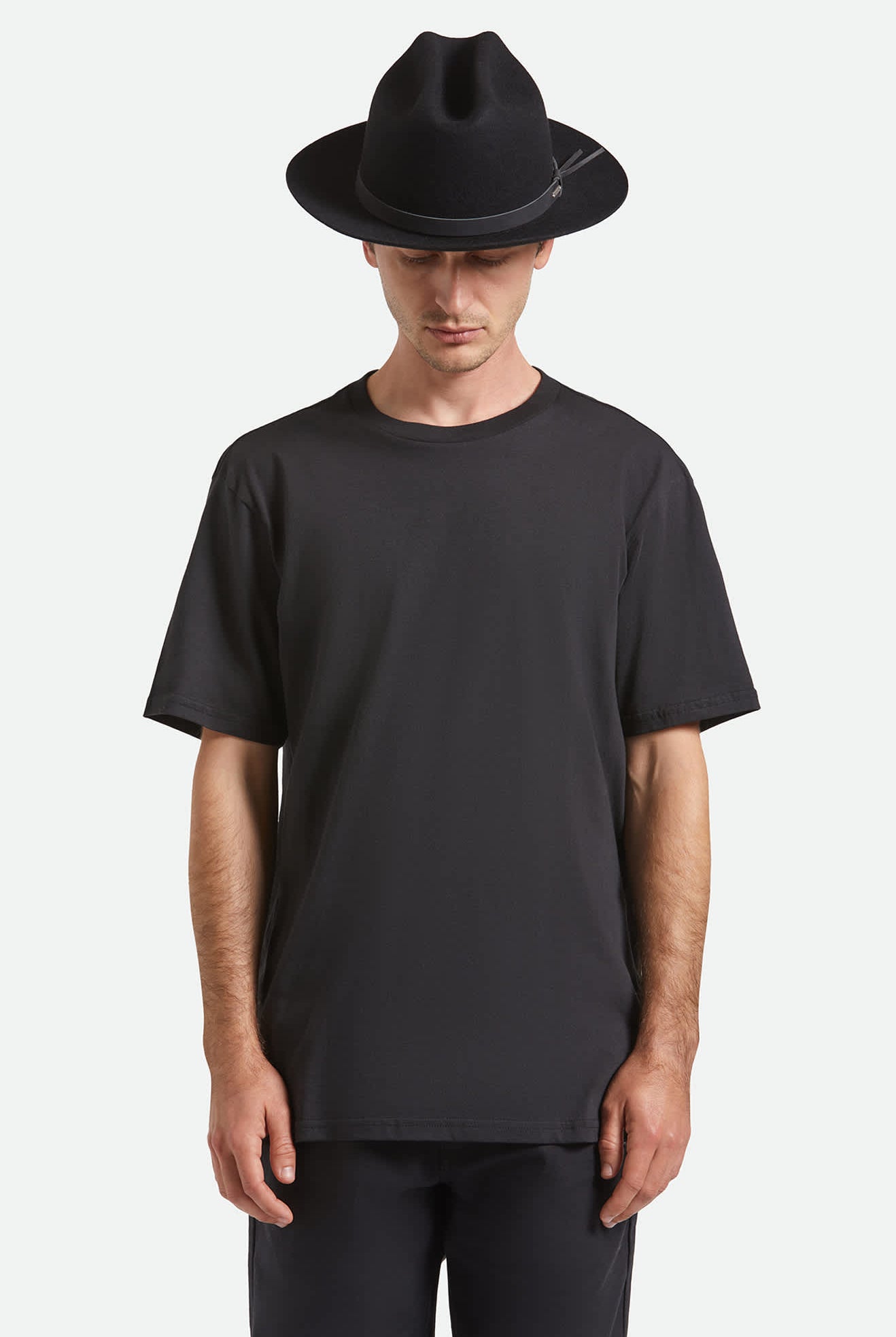 Unisex Hitch Ranch Fedora in the color Black/Black - Men's Front View