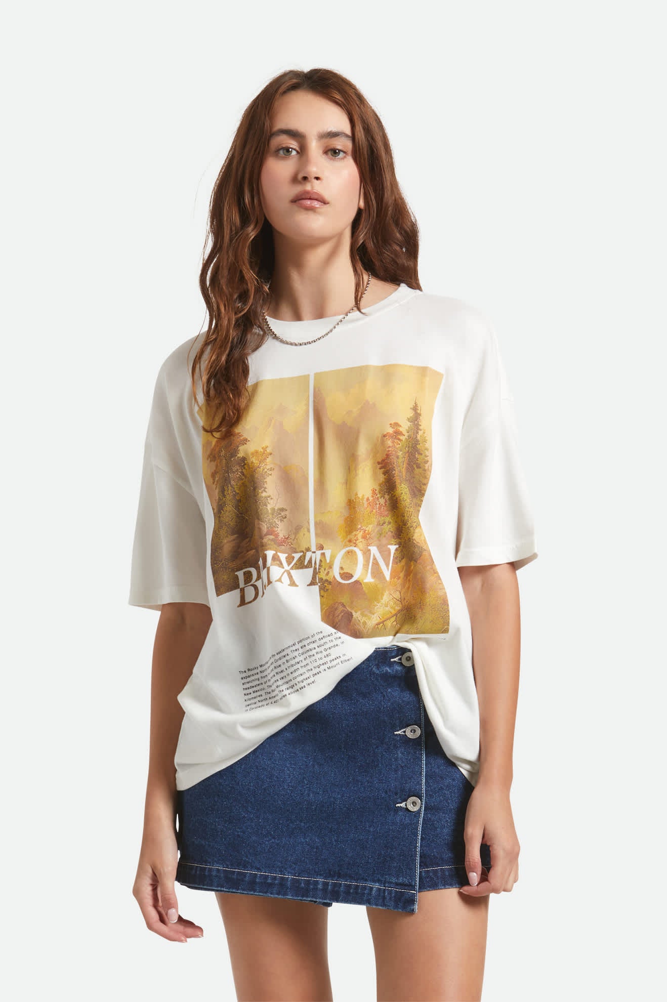 Women's Rocky Mountain Oversized Boyfriend T-Shirt in the color Off White - Women's Front View