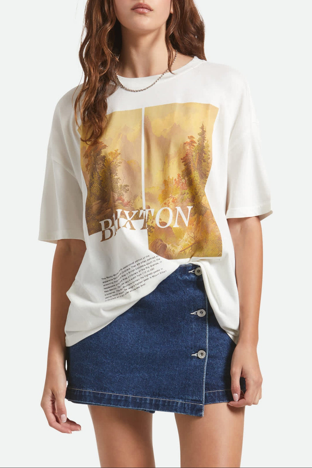 Women's Rocky Mountain Oversized Boyfriend T-Shirt in the color Off White - Women's Front View