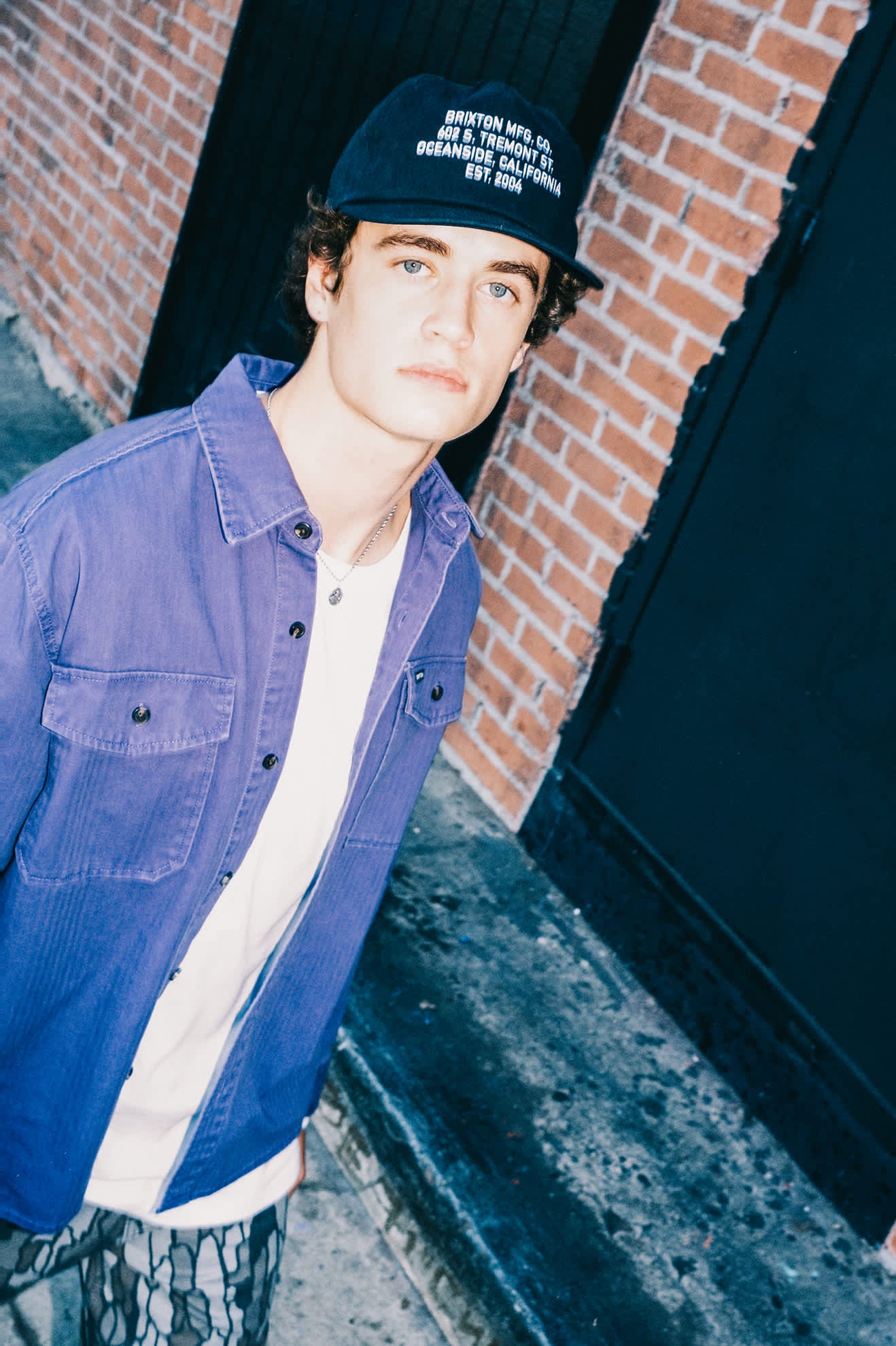 Men's Herringbone Relaxed L/S Overshirt in the color Punk Purple Herringbone - Men's Lifestyle image