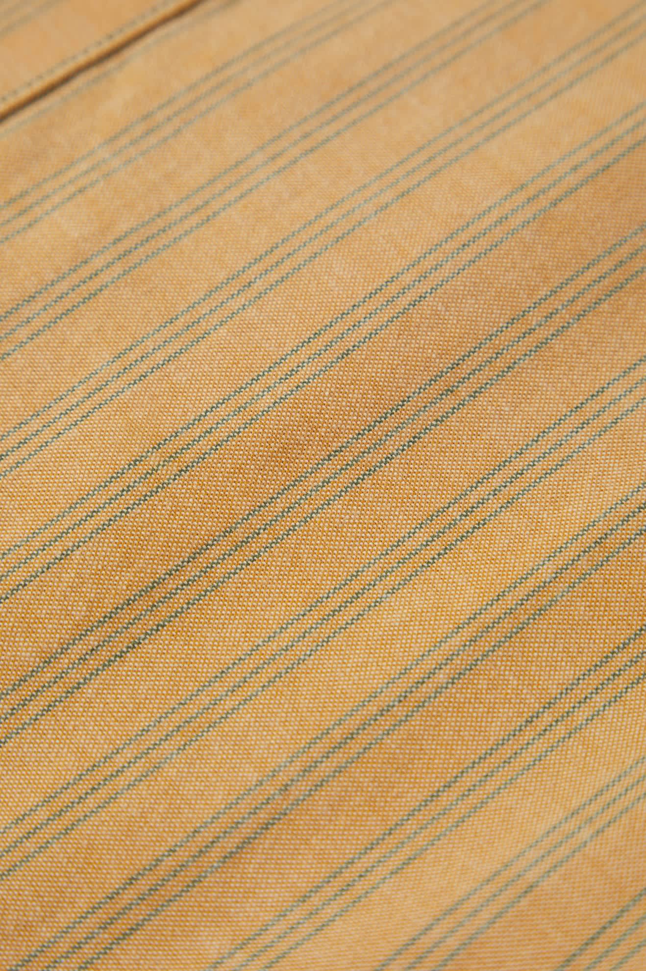 Men's CRU Oxford Stripe S/S Shirt in the color Curry/Ivy Green Stripe - Additional Laydown image